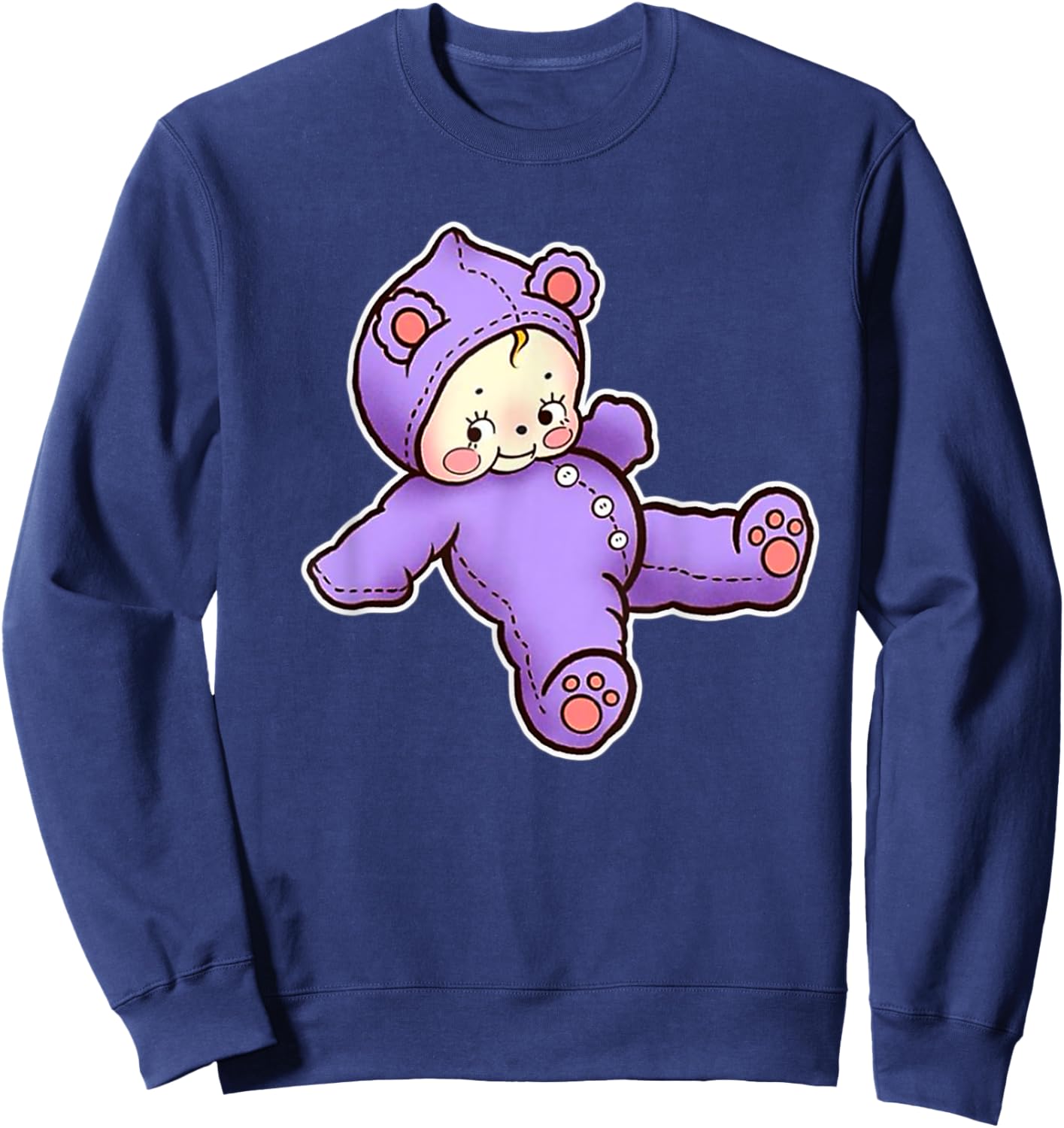 Urban Empyre Kewpie Baby Teddy Bear Cute Kewpie Doll , Small, Black Sweatshirt - Sweatshirt | Navy
