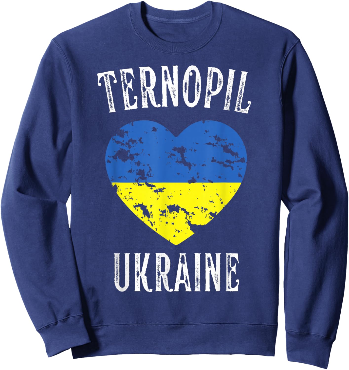 Ukraine Flag Heart Ternopil City Sweatshirt - Sweatshirt | Navy
