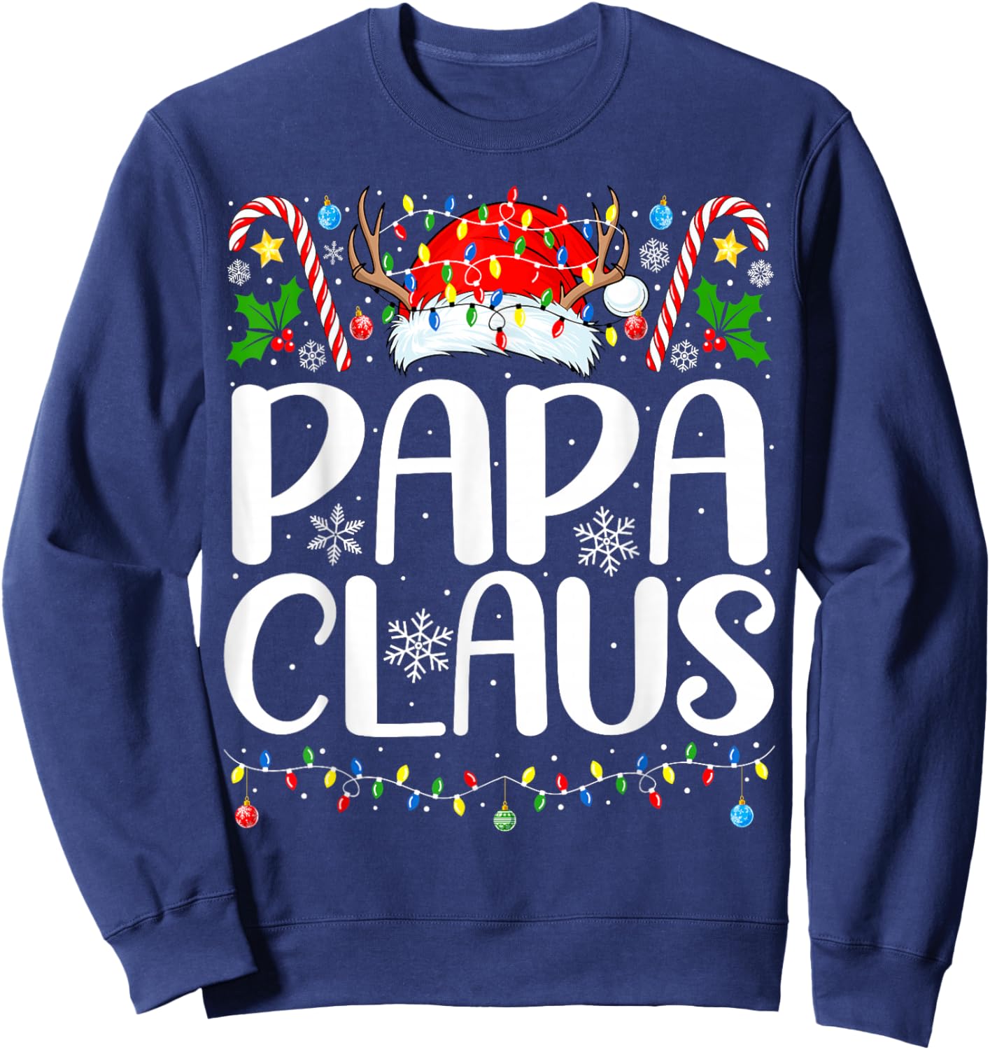 Papa Claus Christmas Dad Xmas Matching Family Christmas Sweatshirt - Sweatshirt | Navy