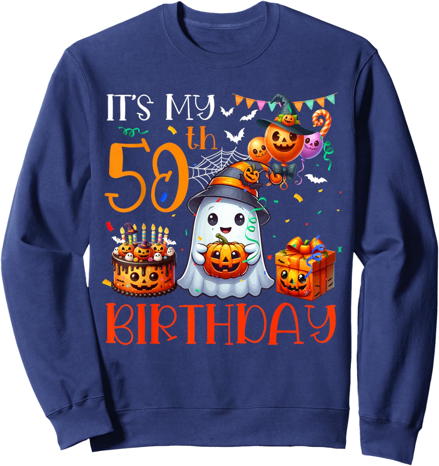 It's My 50th Birthday Halloween Ghost Boo Funny Party Lover Sweatshirt - Sweatshirt | Navy