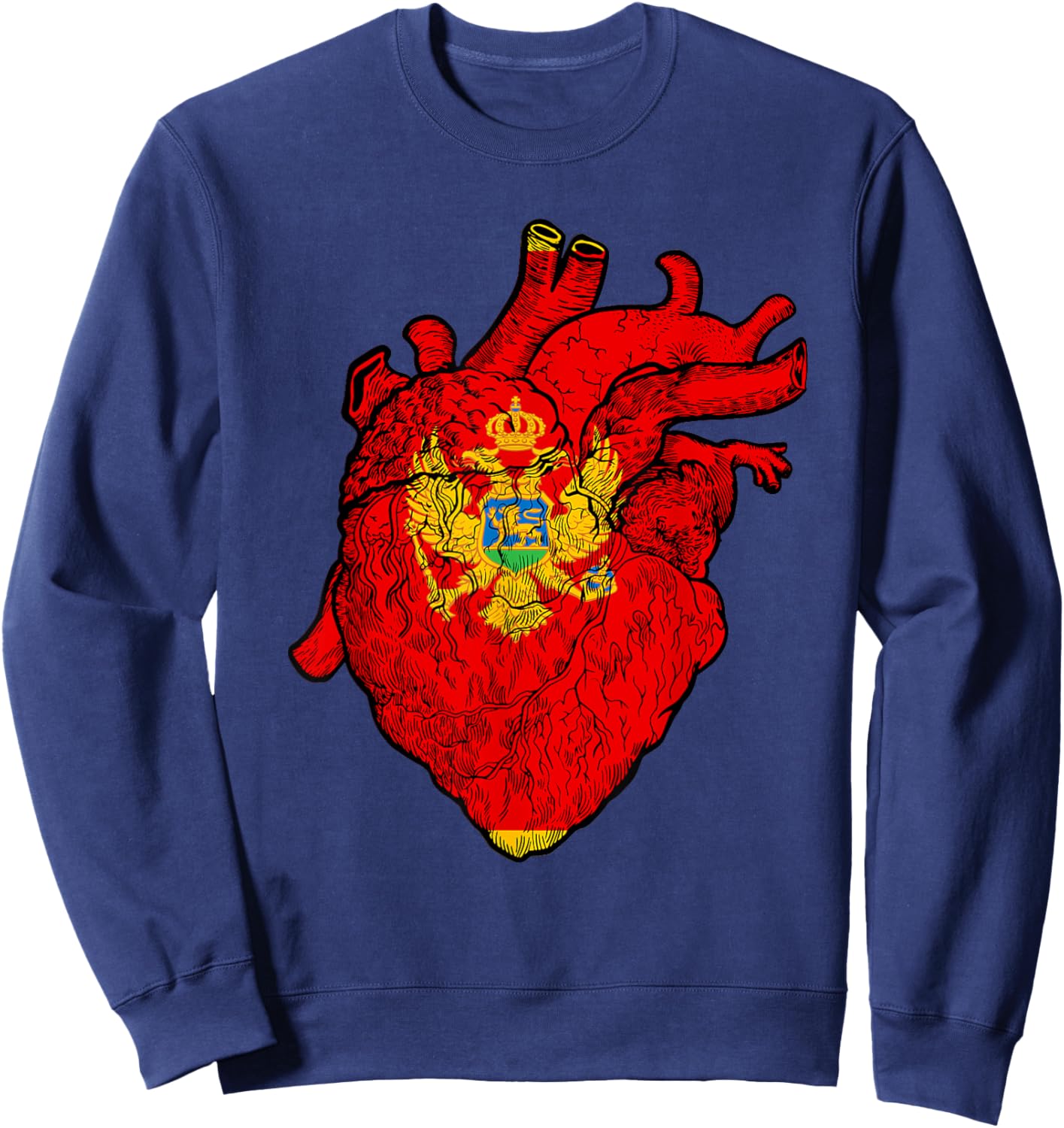 Montenegrin Roots Heart Montenegro Flag Montenegrin Pride Sweatshirt - Sweatshirt | Navy