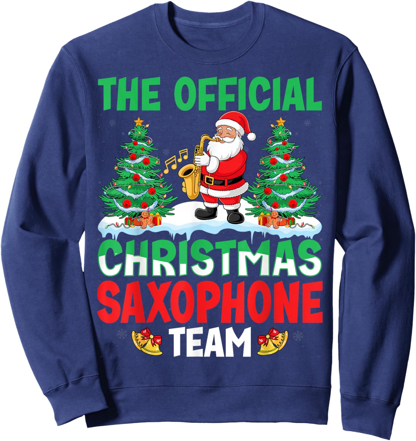 Christmas Saxophone Team Santa Saxophone Player Xmas Sweatshirt - Sweatshirt | Navy