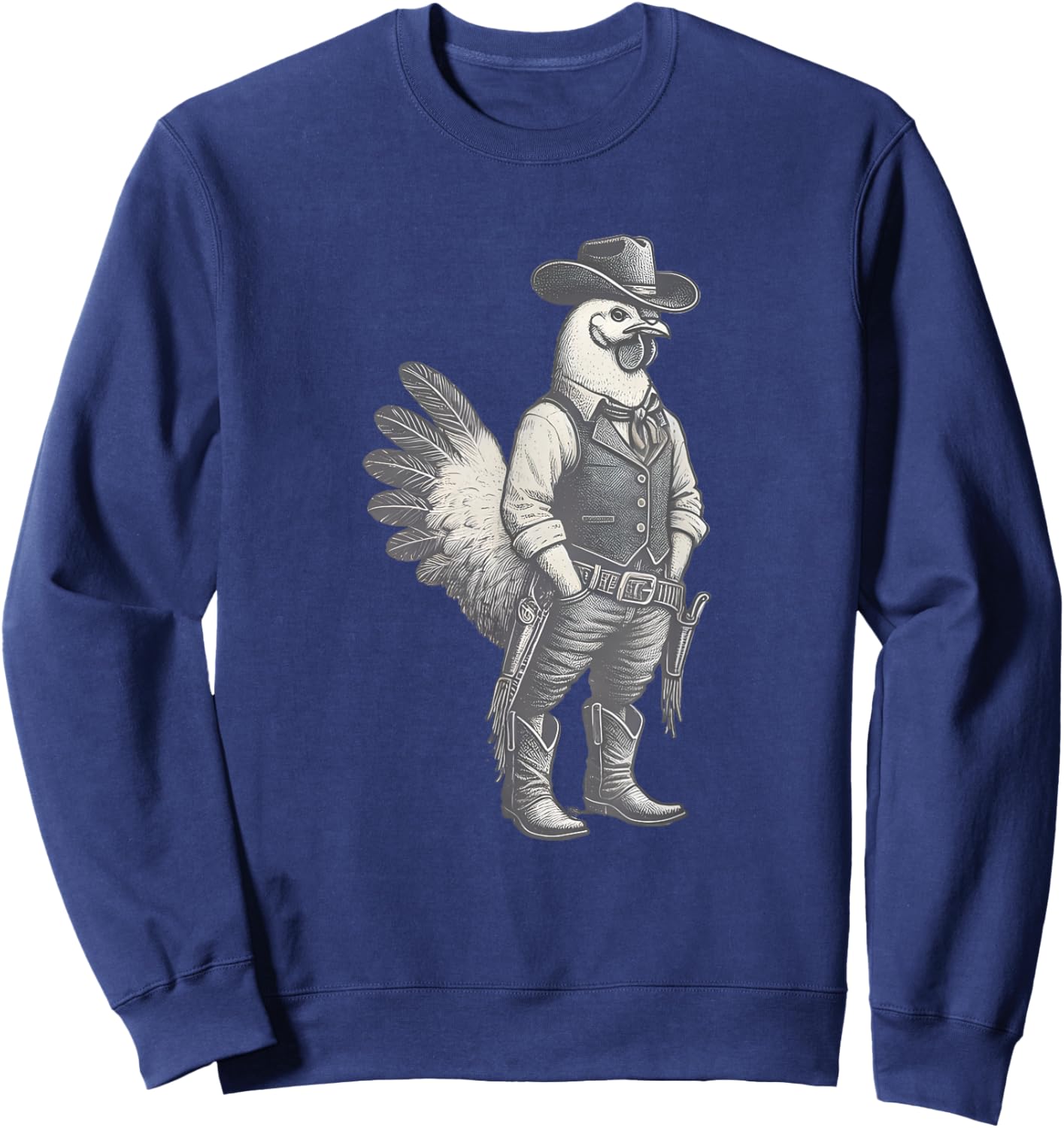 Vintage Rooster Cowboy Western Country Sweatshirt - Sweatshirt | Navy