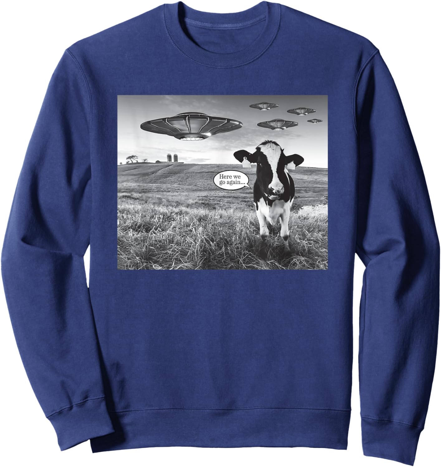 Funny Cow Selfie With Alien Sweatshirt - Sweatshirt | Navy