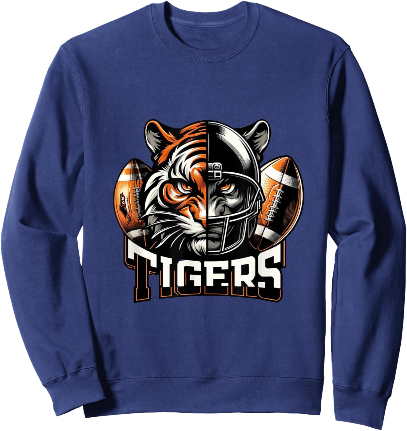 Tigers Football School Sports Fan Team Spirit Sweatshirt - Sweatshirt | Navy