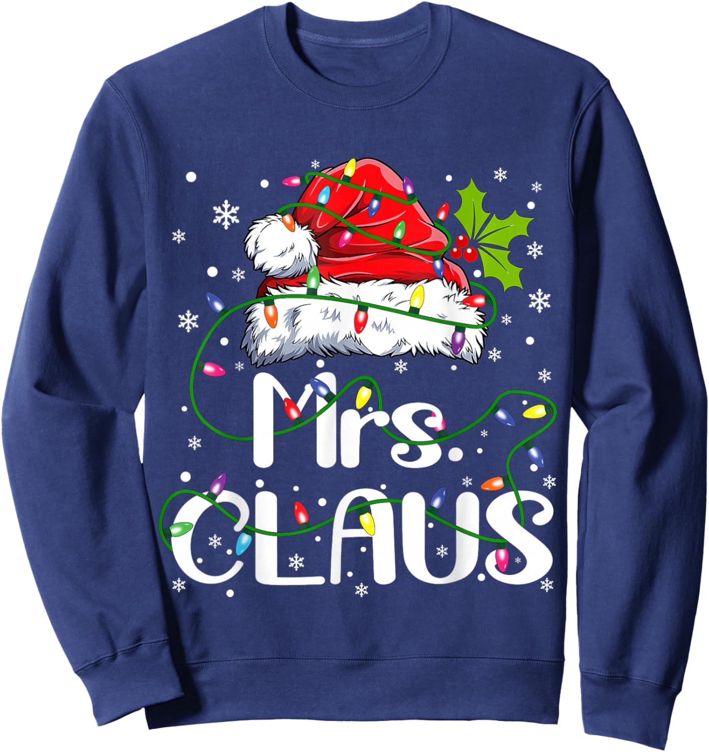 Mr and Mrs Claus Couples Matching Christmas Pajamas Santa Sweatshirt - Sweatshirt | Navy