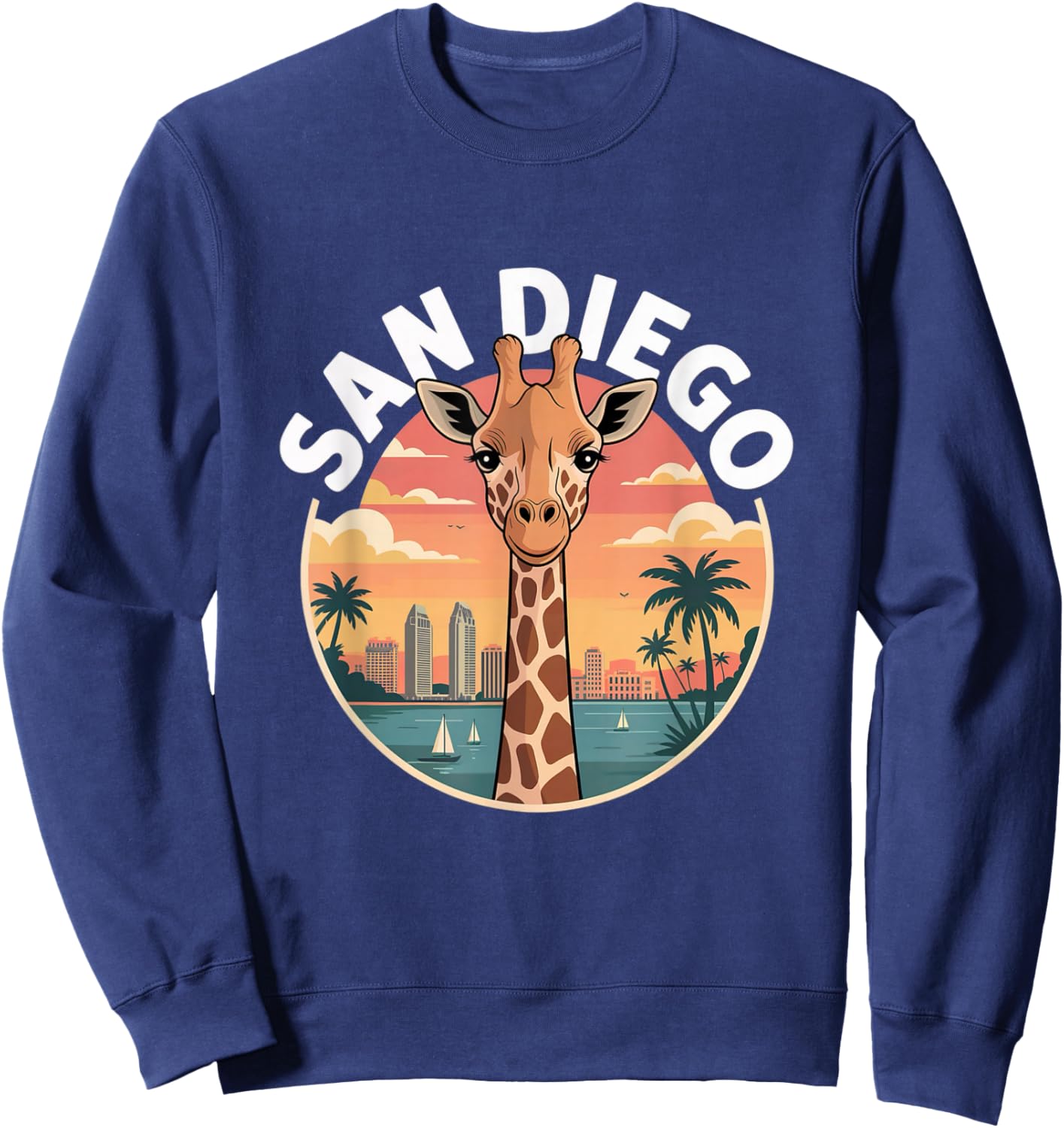 San Diego Giraffe Cute Animal City Zoo My Sweatshirt - Sweatshirt | Navy