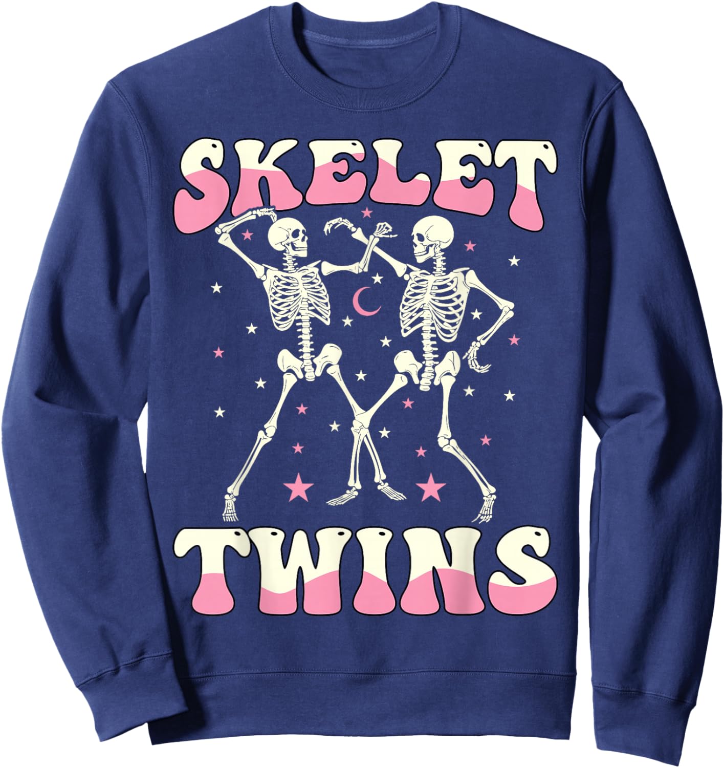Skeletwins Dancing Skeletons Matching Halloween Twin Girls Sweatshirt - Sweatshirt | Navy