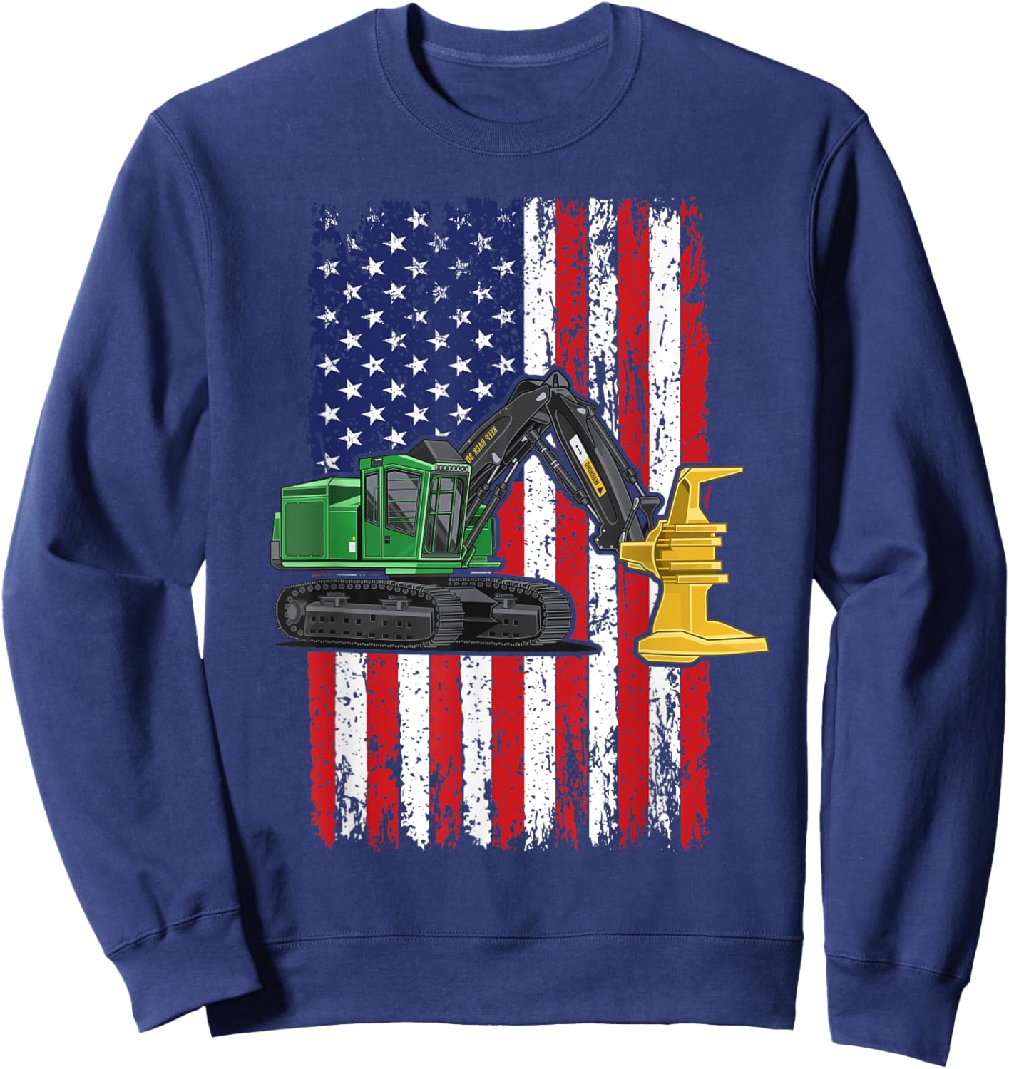 Feller Buncher Operator Machine 4th of July Men Women Logger Sweatshirt - Sweatshirt | Navy