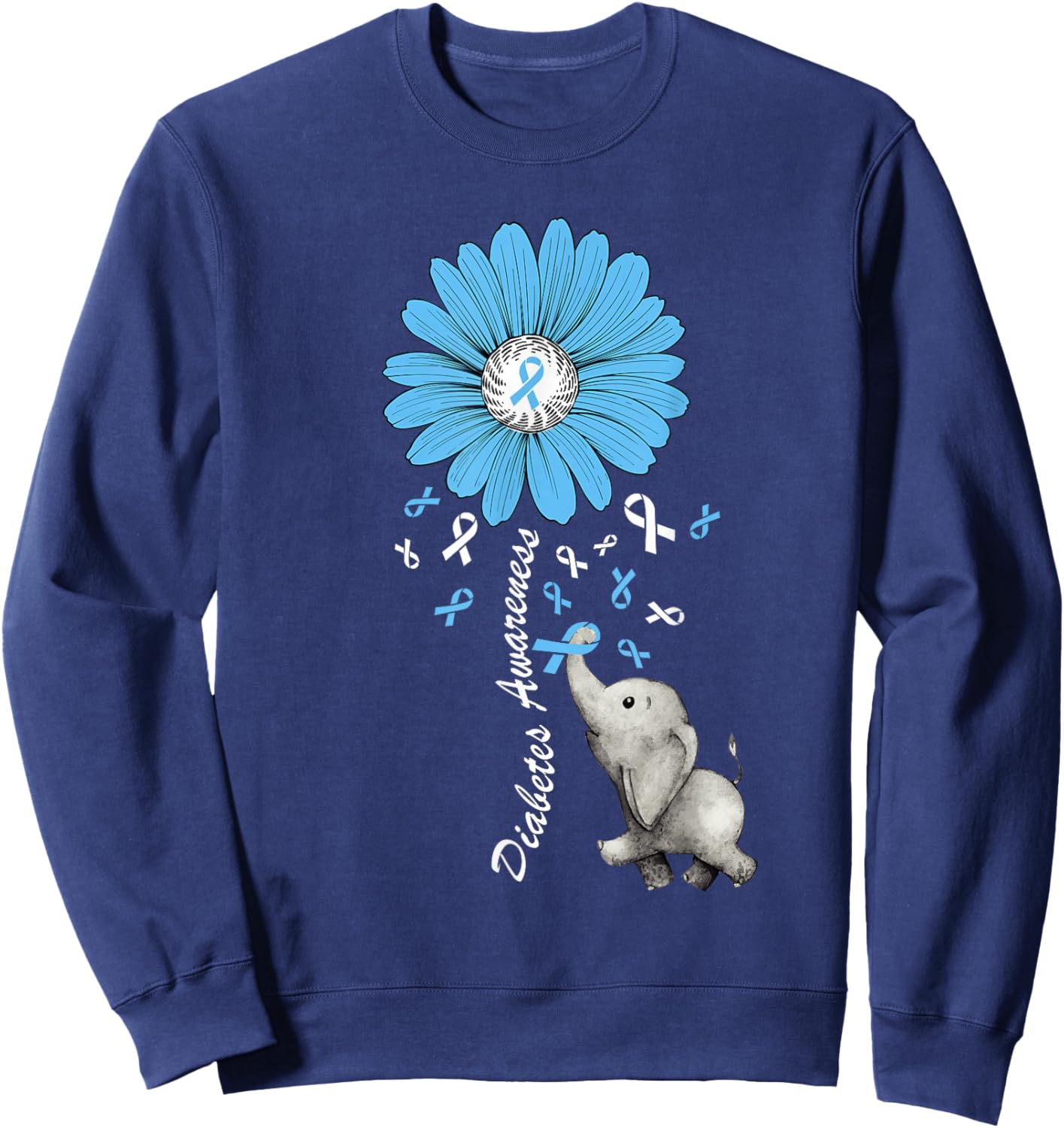 Diabetes Awareness Retro Elephant Diabetes Awareness 2024 Sweatshirt - Sweatshirt | Navy