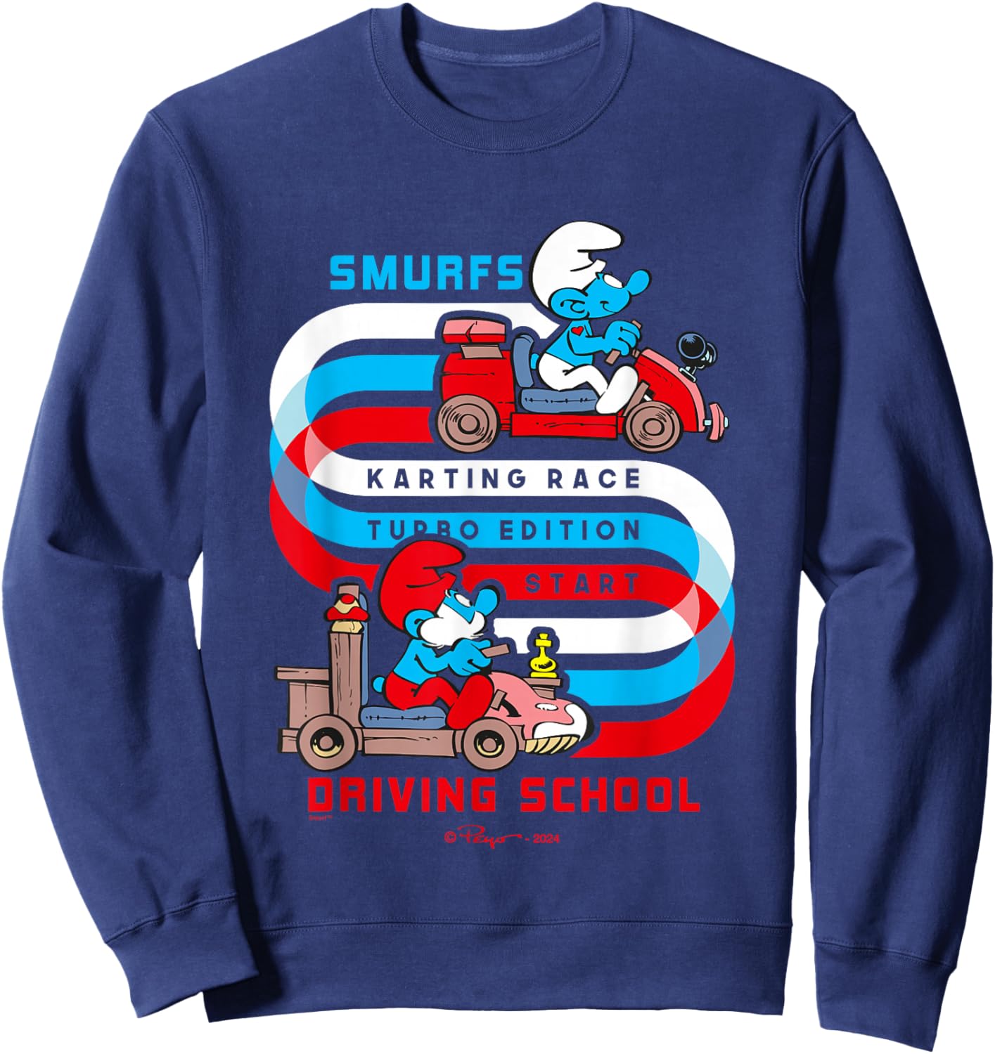 The Smurfs Karting Race Turbo Edition Start Driving School Sweatshirt - Sweatshirt | Navy