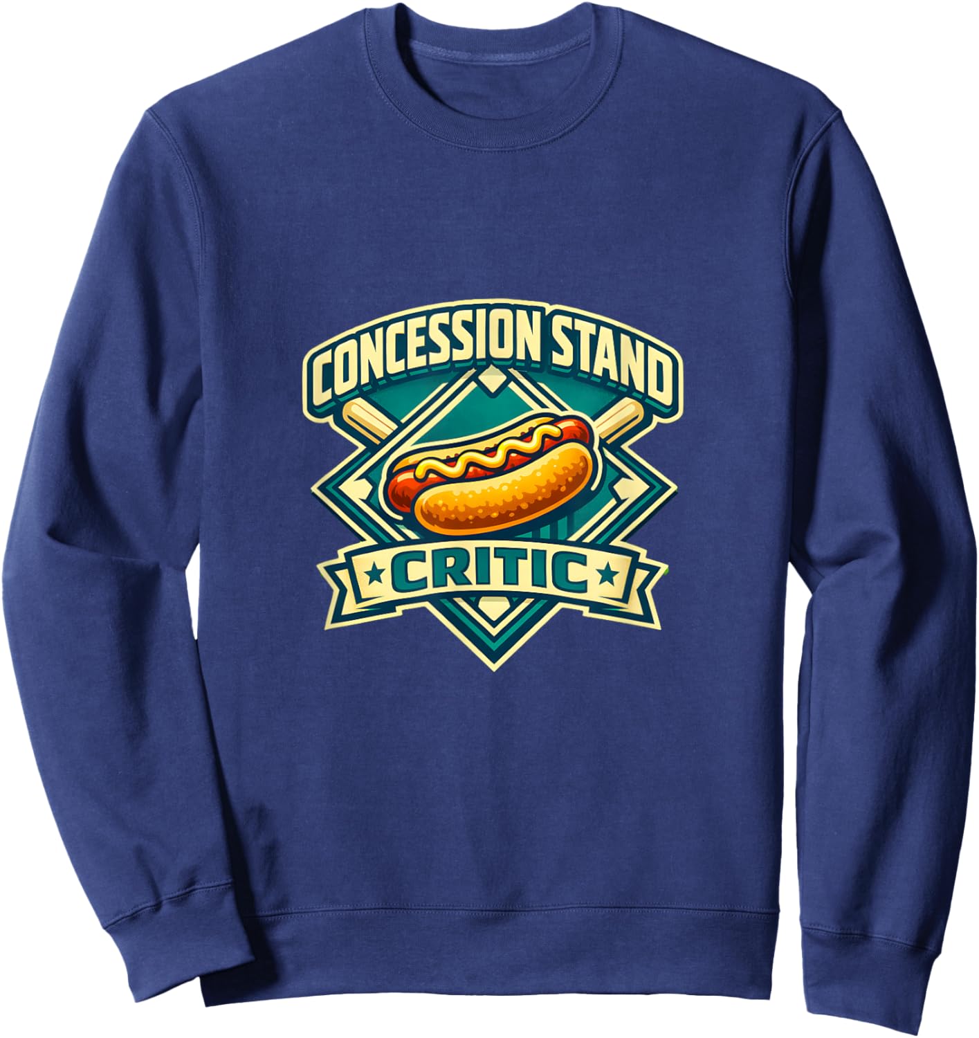 Concession Stand Critic Hot Dog Baseball Food Lover Fan Sweatshirt - Sweatshirt | Navy