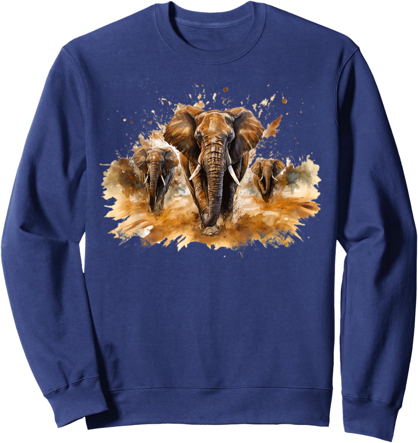 Fierce Majestic Powerful Charging Wildlife Elephant Sweatshirt - Sweatshirt | Navy