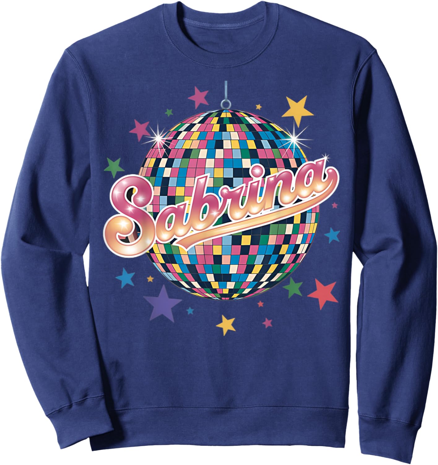 Girl Retro Sabrina First Name Personalized Heart Sweatshirt - Sweatshirt | Navy