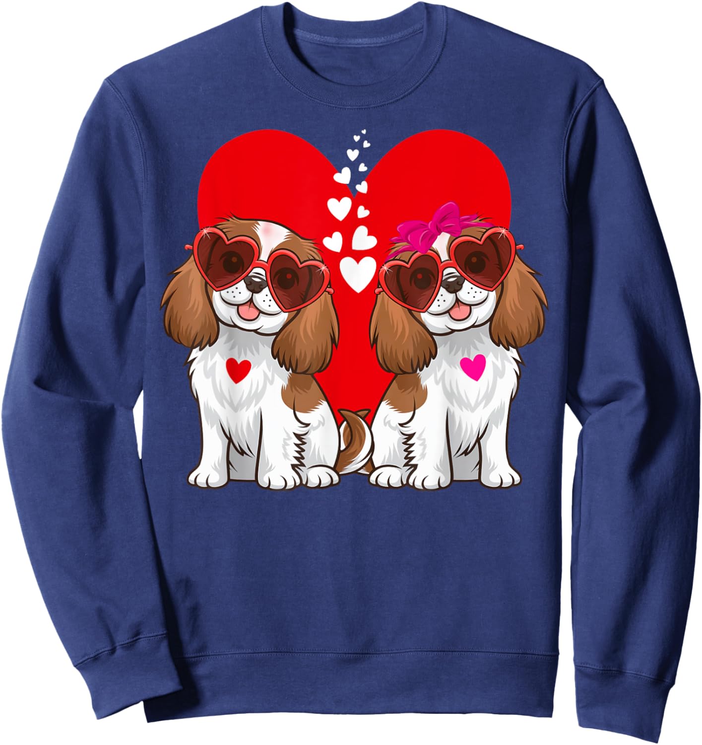 Cavalier King Charles Spaniel Dog Matching Couple Valentine Sweatshirt - Sweatshirt | Navy
