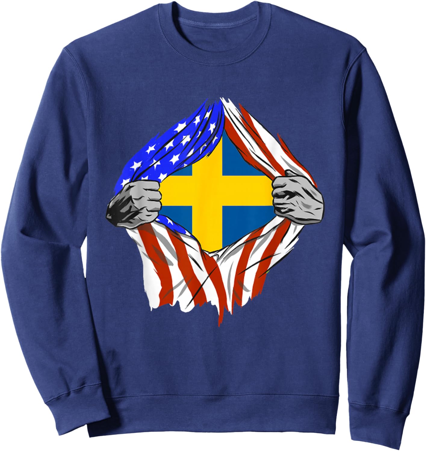 Sweden Flag Chest USA America Swedish Pride Swedish Roots Sweatshirt - Sweatshirt | Navy
