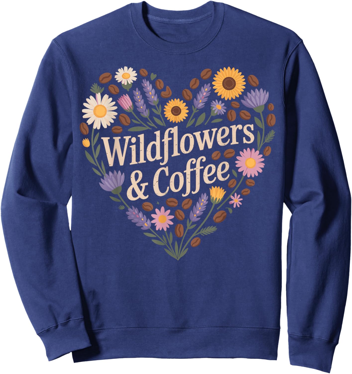 Wildflowers and Coffee Wildflower Floral Sweatshirt - Sweatshirt | Navy