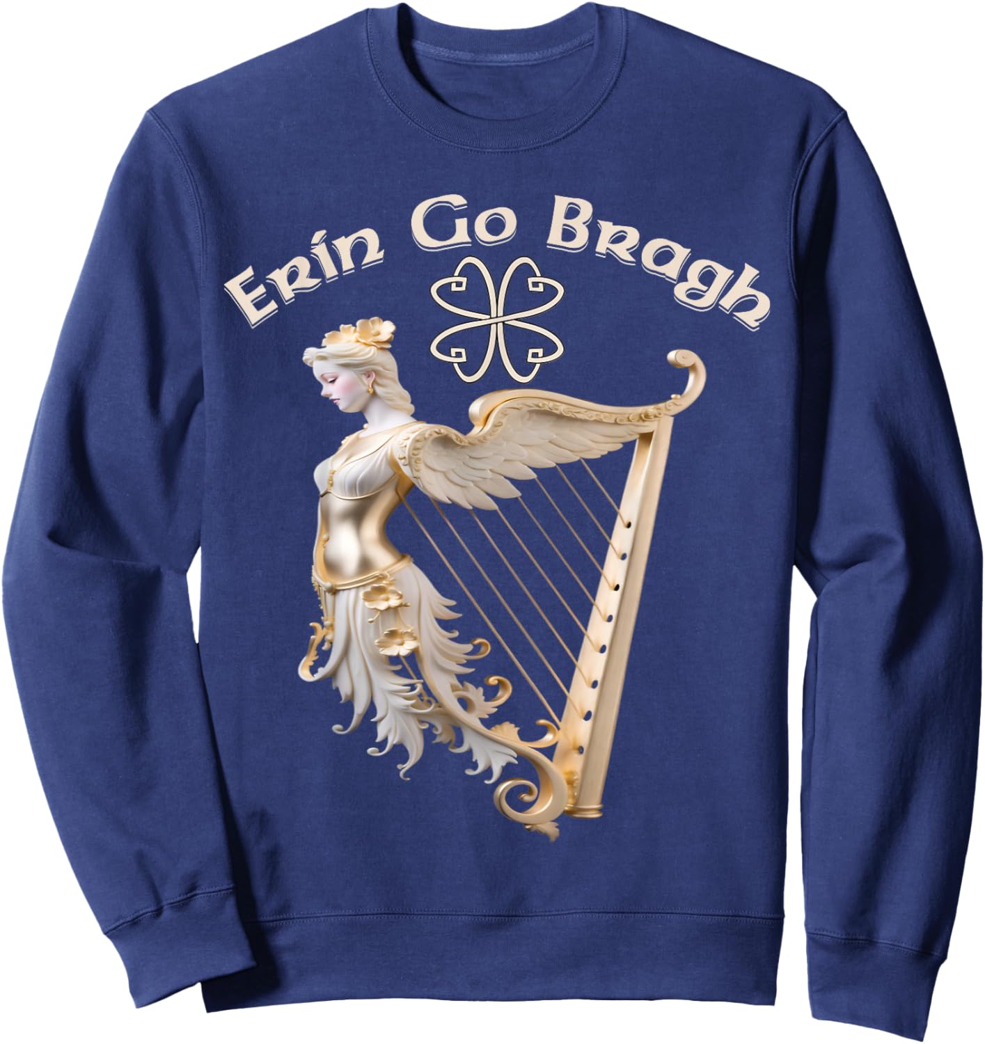 Erin Go Bragh Forever Ireland Angelic Irish Harp Sweatshirt - Sweatshirt | Navy