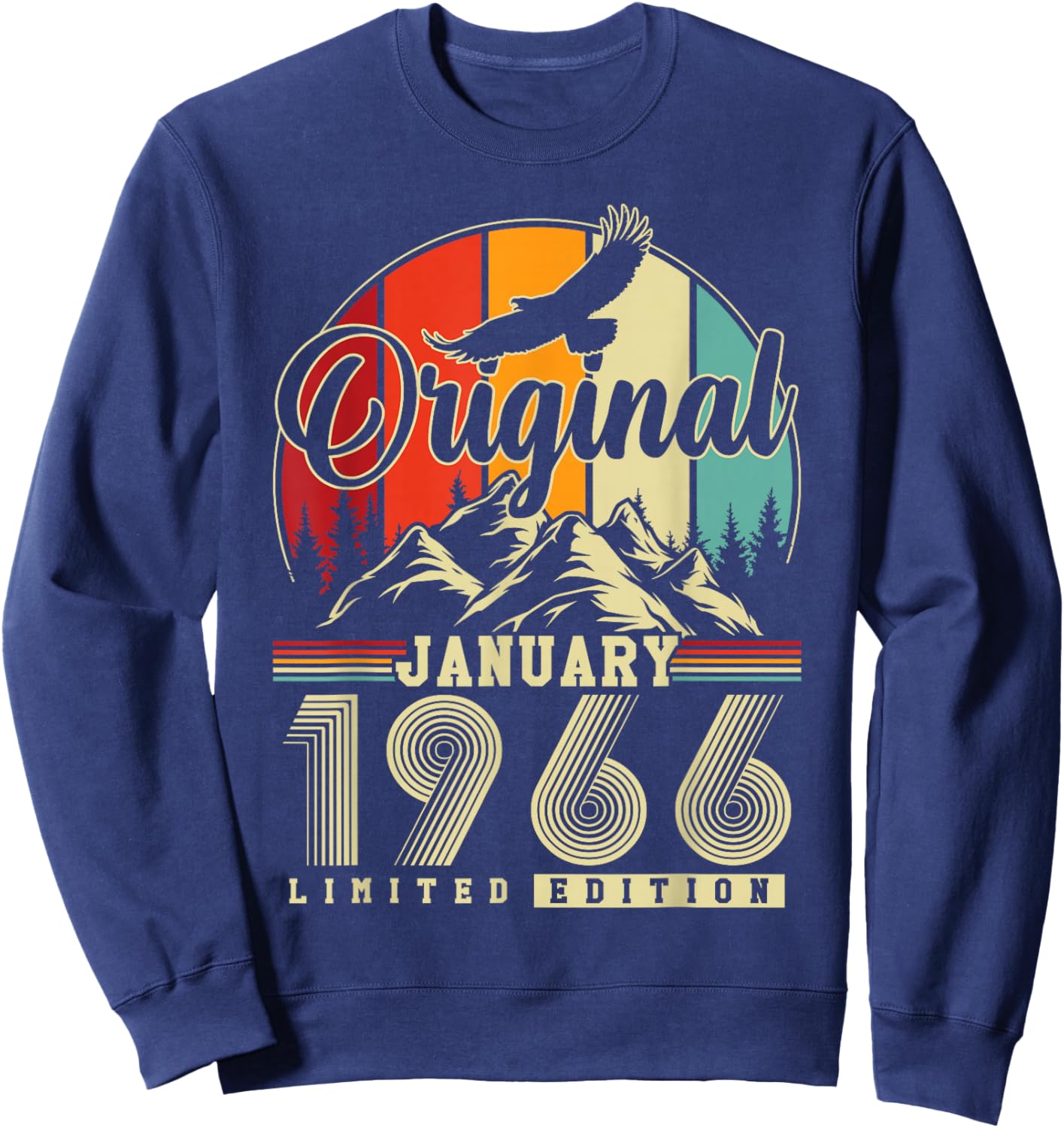 Original January 1966 Vintage Birthday Gift 60 Years Sweatshirt - Sweatshirt | Navy