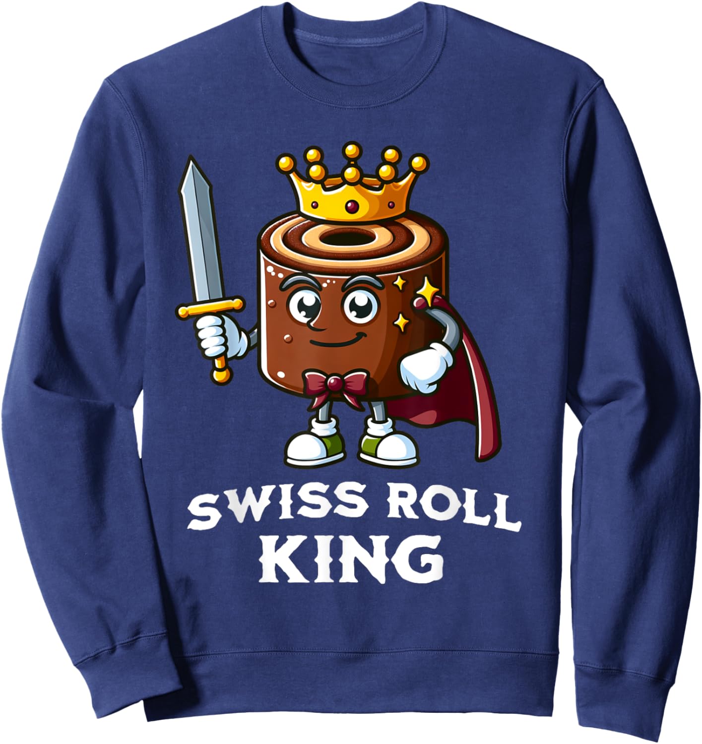 Swiss Roll King Funny Swiss Roll Lover Illustration Sweatshirt - Sweatshirt | Navy