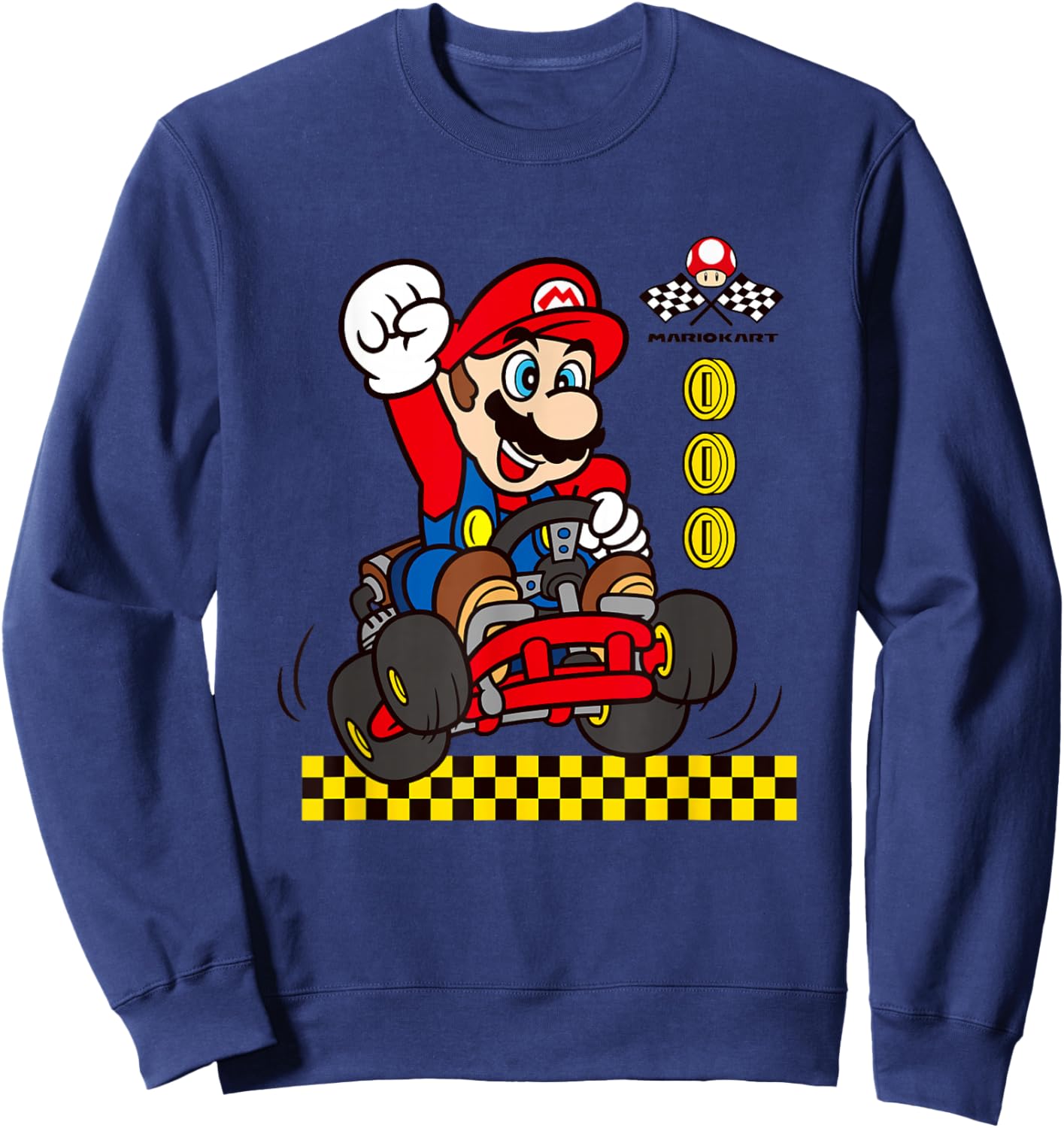 Mario Kart Gold Coin Vintage Race Car Mario Sweatshirt - Sweatshirt | Navy
