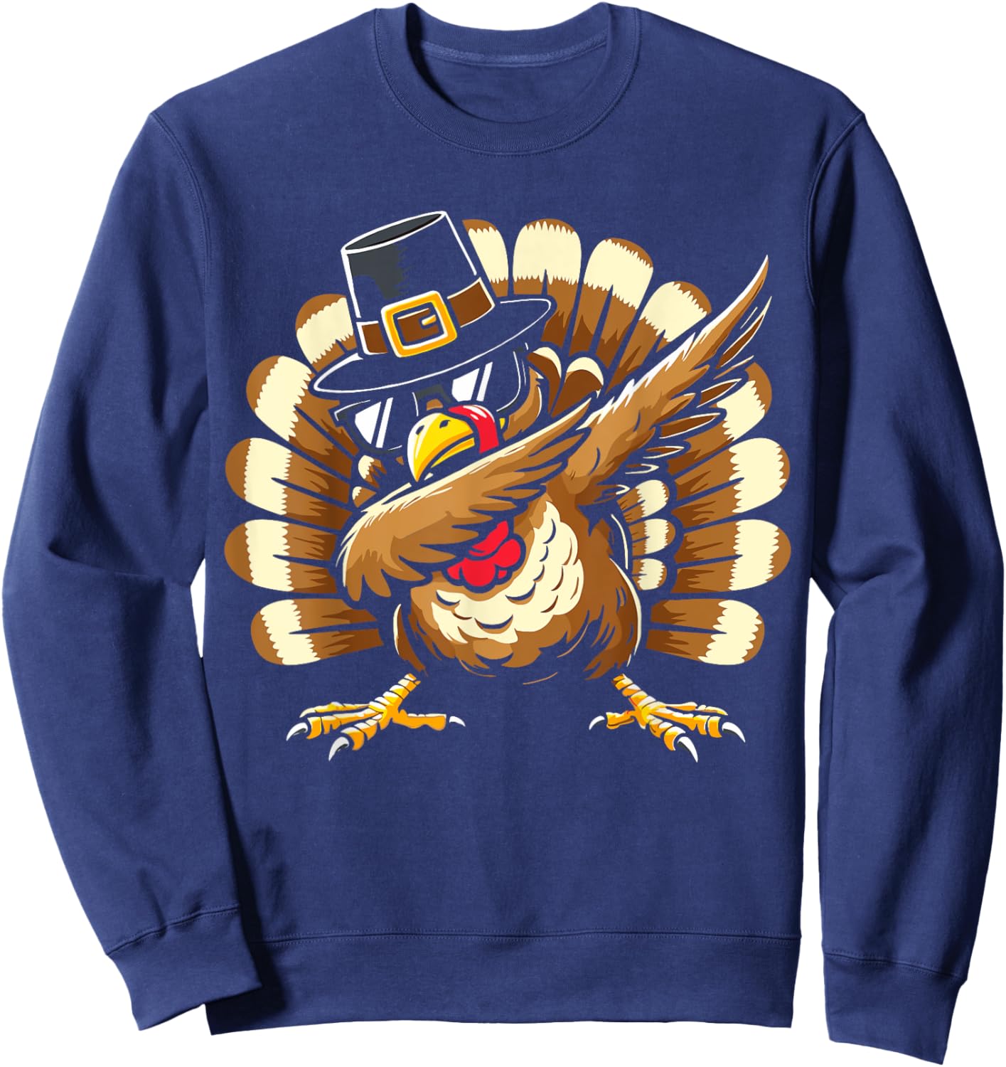 Dabbing turkey pilgrim for thanksgiving family kids Sweatshirt - Sweatshirt | Navy