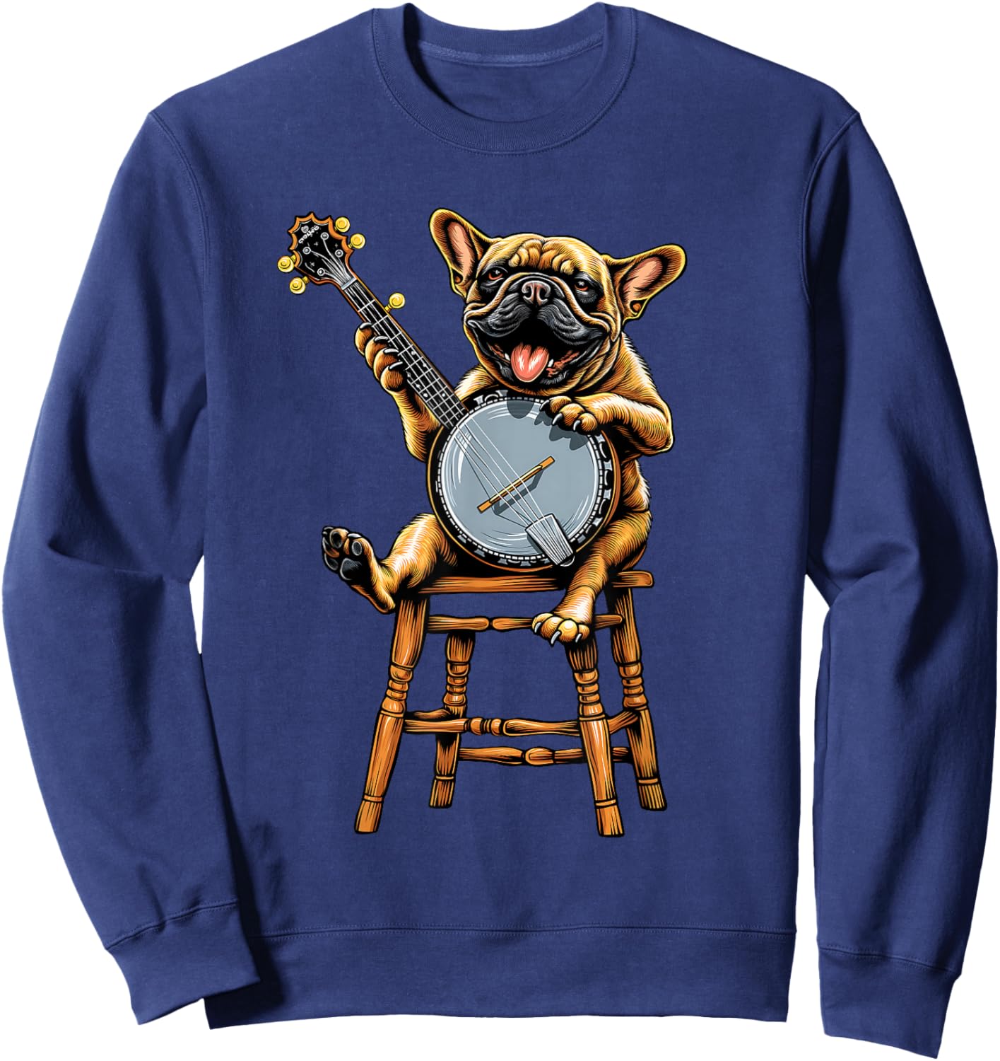 French Bulldog Frenchie Dog Bluegrass Banjo Player Sweatshirt - Sweatshirt | Navy