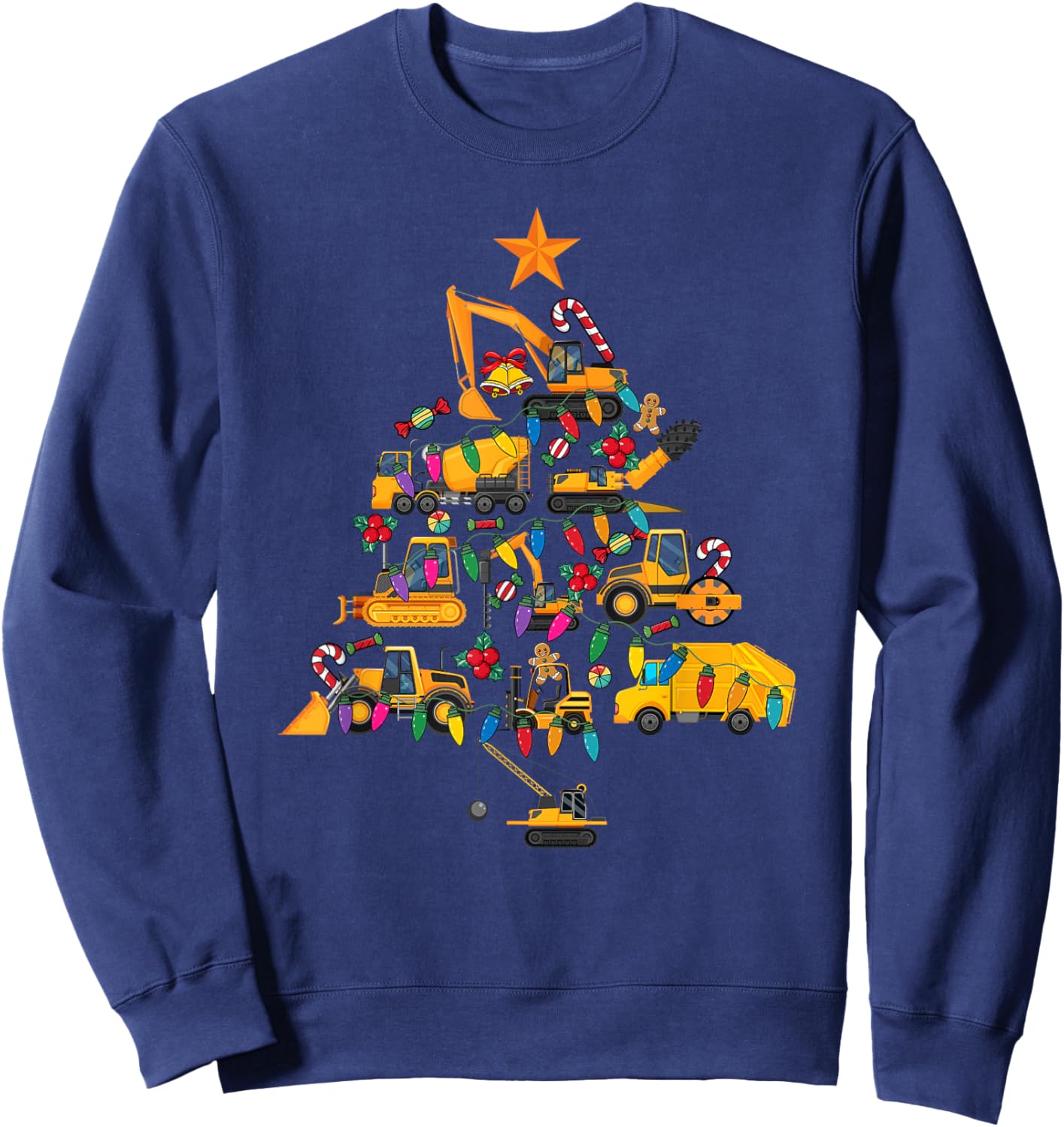 Construction Excavator Christmas Tree Xmas Men Kids Sweatshirt - Sweatshirt | Navy