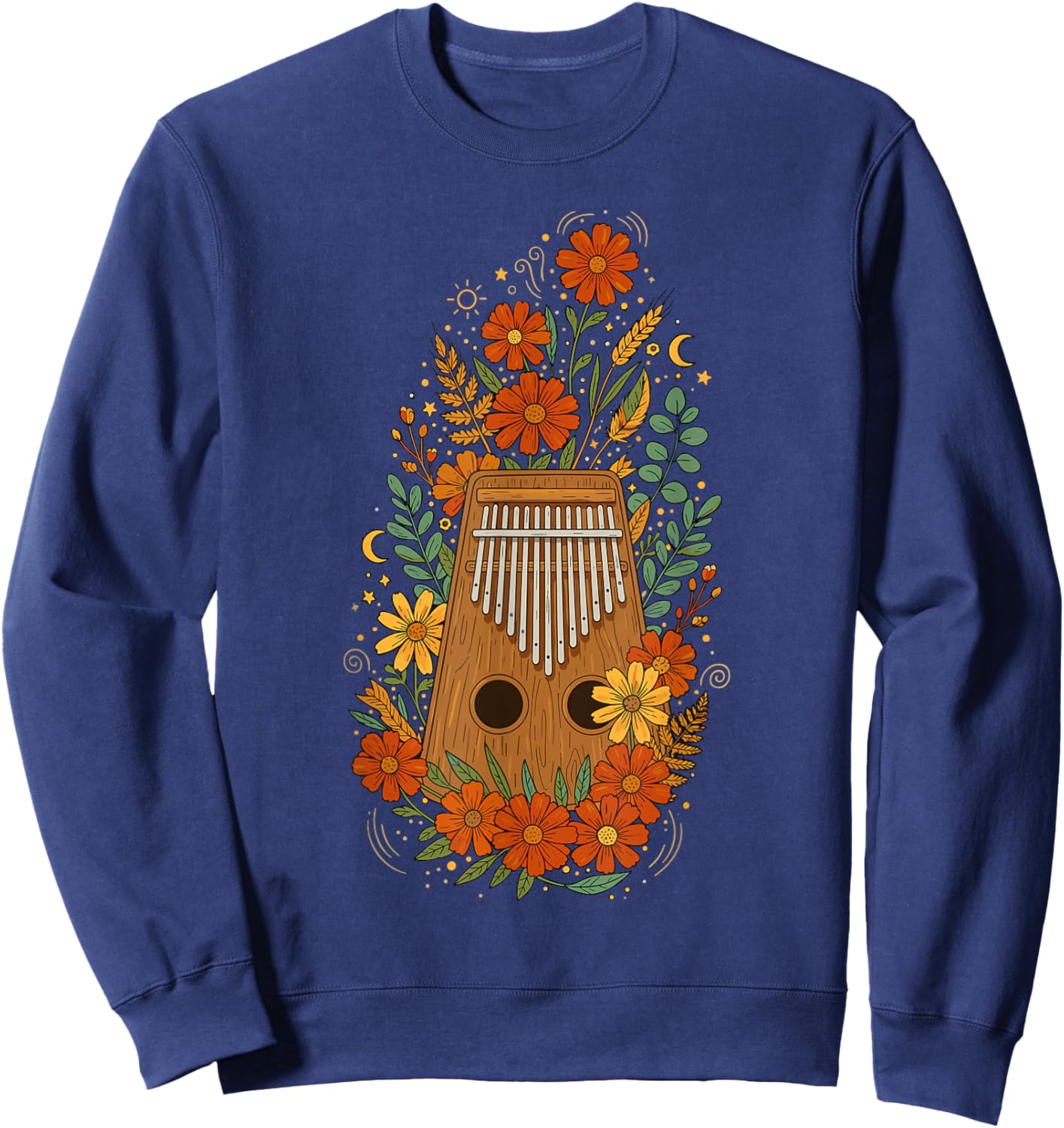 Boho Floral Kalimba Sweatshirt - Sweatshirt | Navy