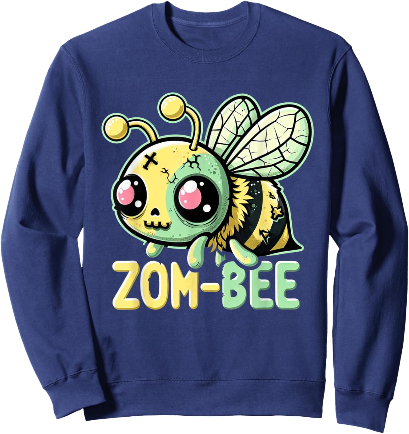 Zom-Bee Adorably Creepy Zombie Bee Cartoon Halloween Sweatshirt - Sweatshirt | Navy
