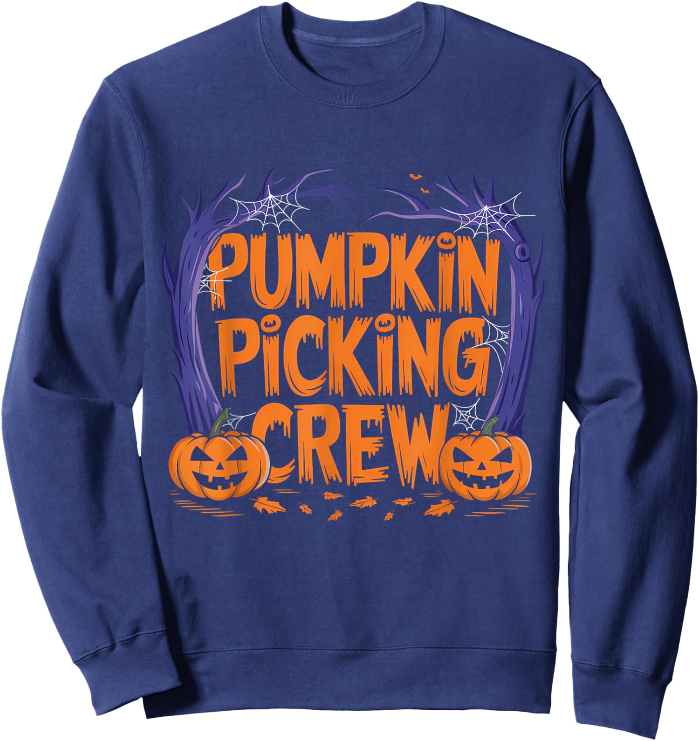 Spooky Pumpkin Picking Crew Matching Family Autumn Sweatshirt - Sweatshirt | Navy