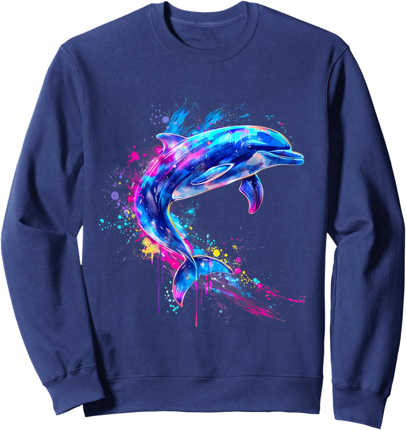 Dolphin Ocean Sea Dolphin Artwork Sea Ocean Animal Lover Sweatshirt - Sweatshirt | Navy