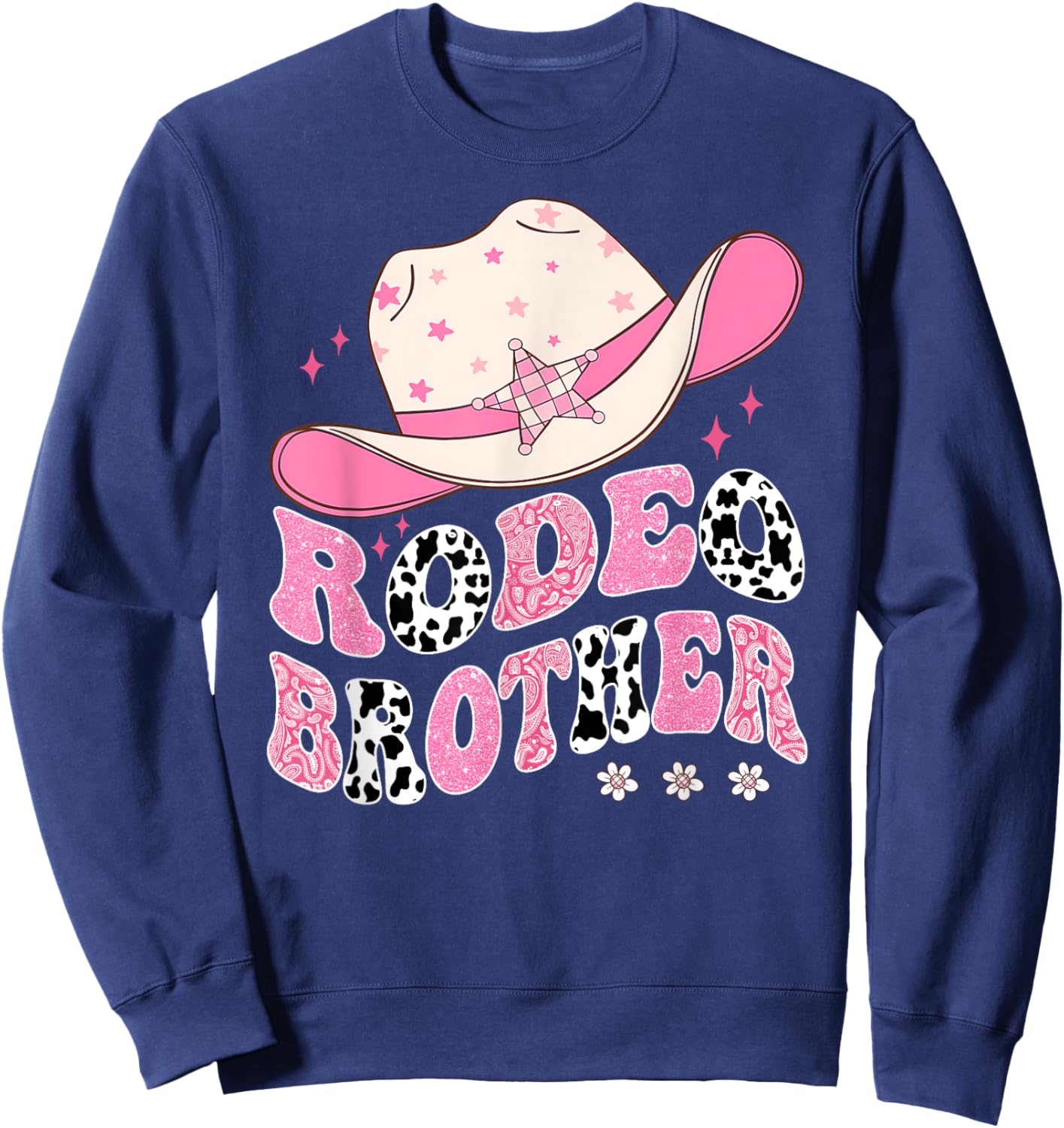 Rodeo Brother Pink CowGirl 1St Birthday Family Matching Sweatshirt - Sweatshirt | Navy