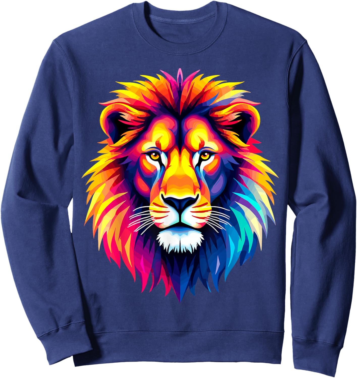 Lion Head Colorful Animal Lion Sweatshirt - Sweatshirt | Navy