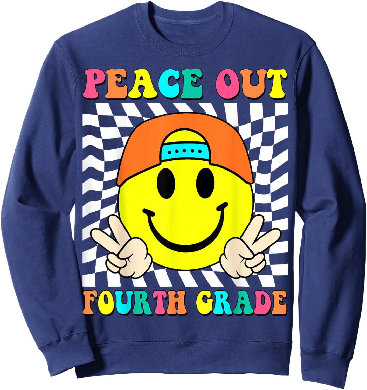 Last Day of School Peace Out 4th Grade Kids Boy Graduation Sweatshirt - Sweatshirt | Navy