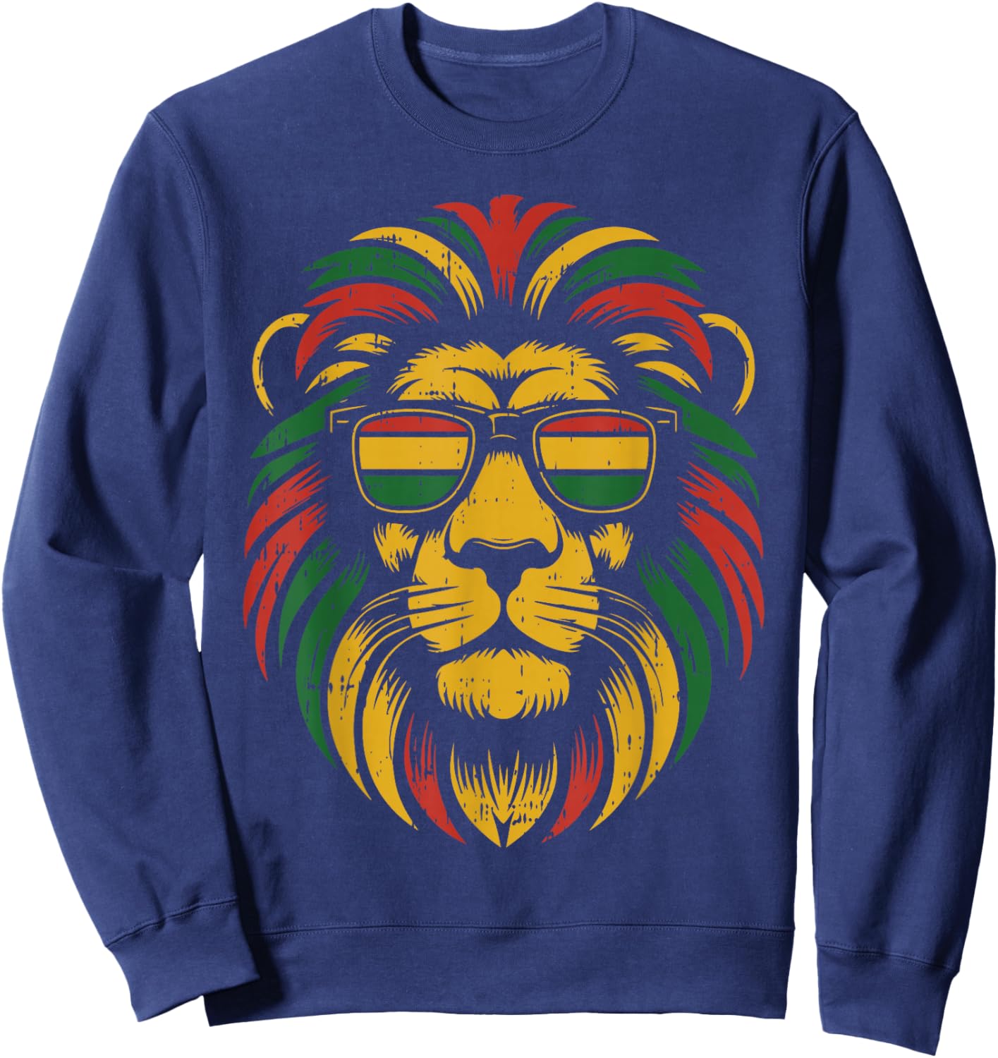 Pan African Lion Face Juneteenth Animal Black History BLM Sweatshirt - Sweatshirt | Navy