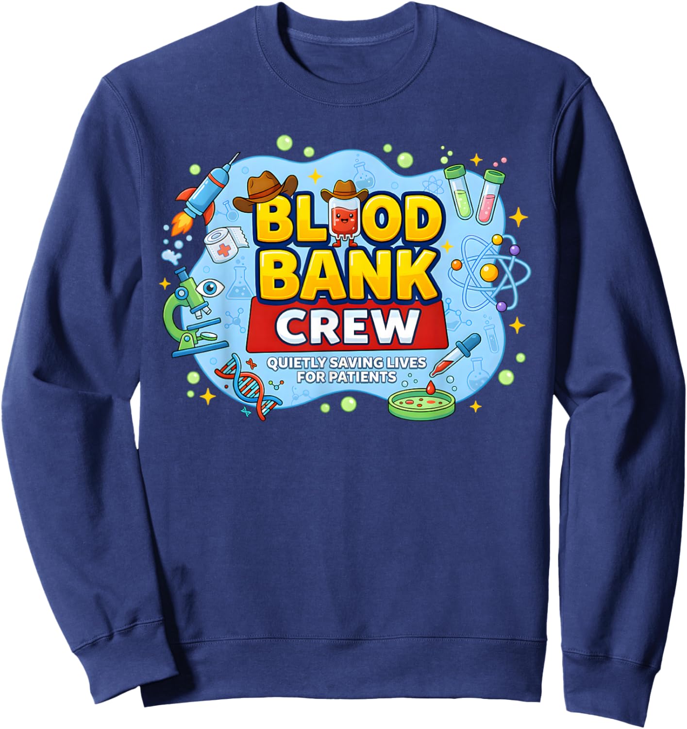 Lab Week 2026 Blood Bank Laboratory Tech Crew Scientist Sweatshirt - Sweatshirt | Navy