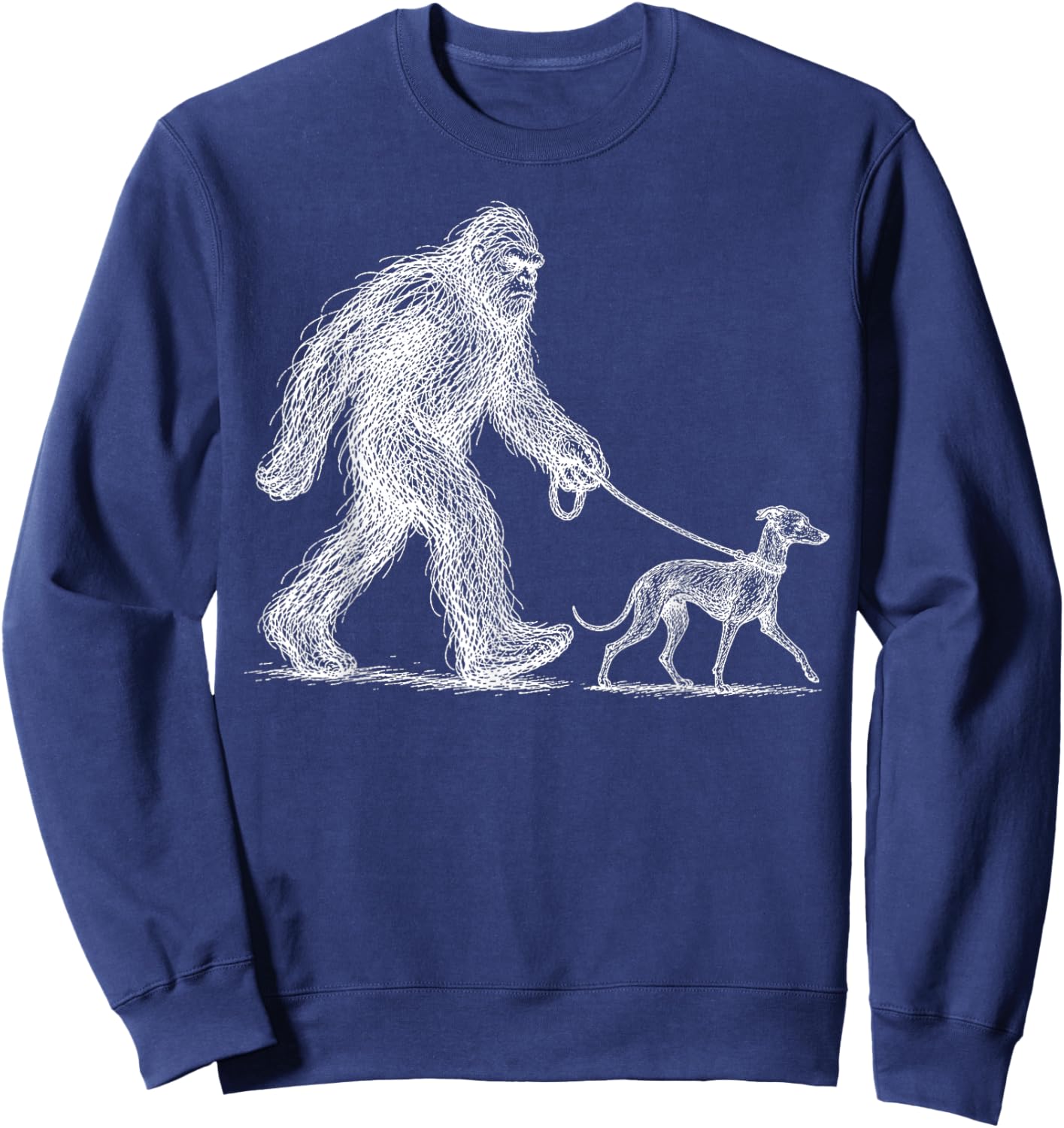 Retro Bigfoot Walking Italian Greyhound Funny Sasquatch Dog Sweatshirt - Sweatshirt | Navy