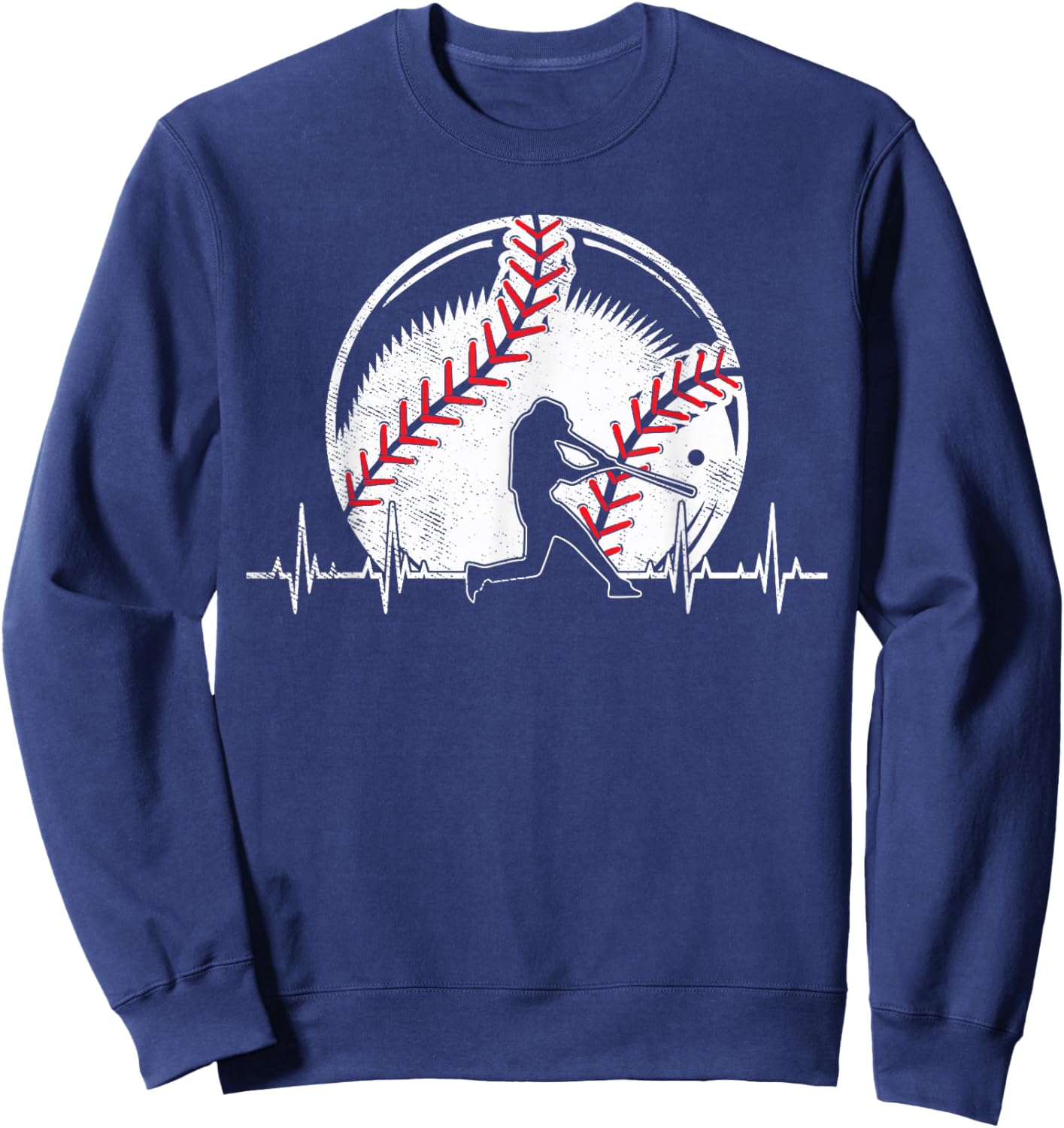 Baseball Heartbeat Gifts For Boys Who Love Baseball Sweatshirt - Sweatshirt | Navy