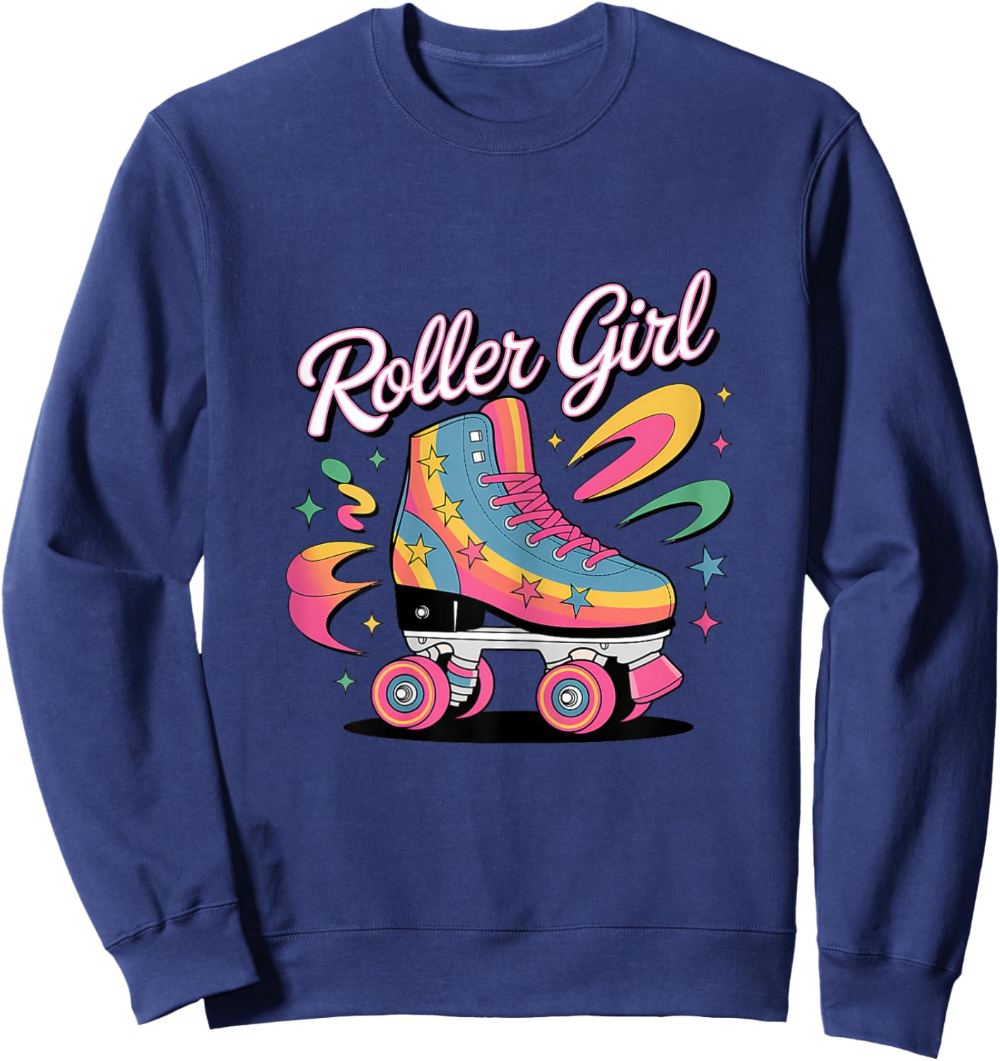 Roller Girl Skater Roller Skating 70s 90s 80's Roller Skates Sweatshirt - Sweatshirt | Navy