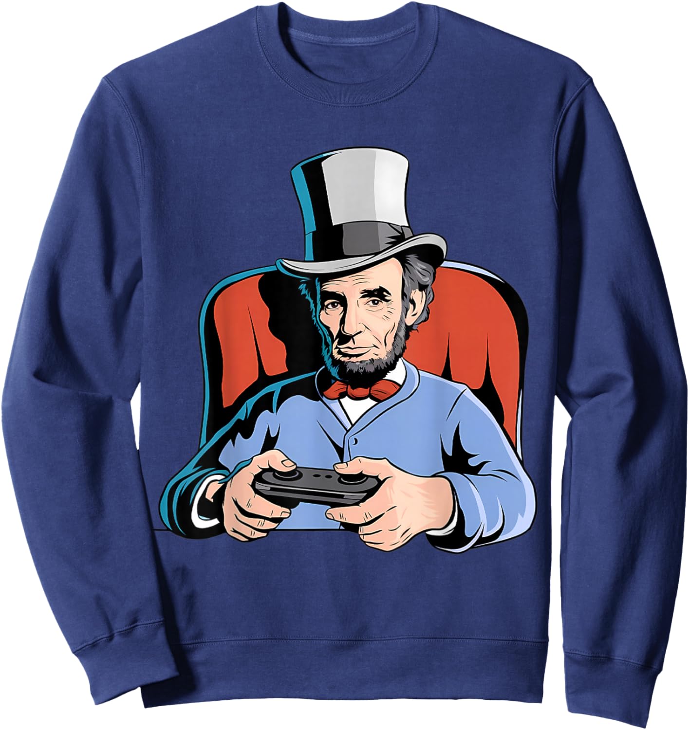 Abraham Lincoln Playing Video Games Historical Gamer Gaming Sweatshirt - Sweatshirt | Navy