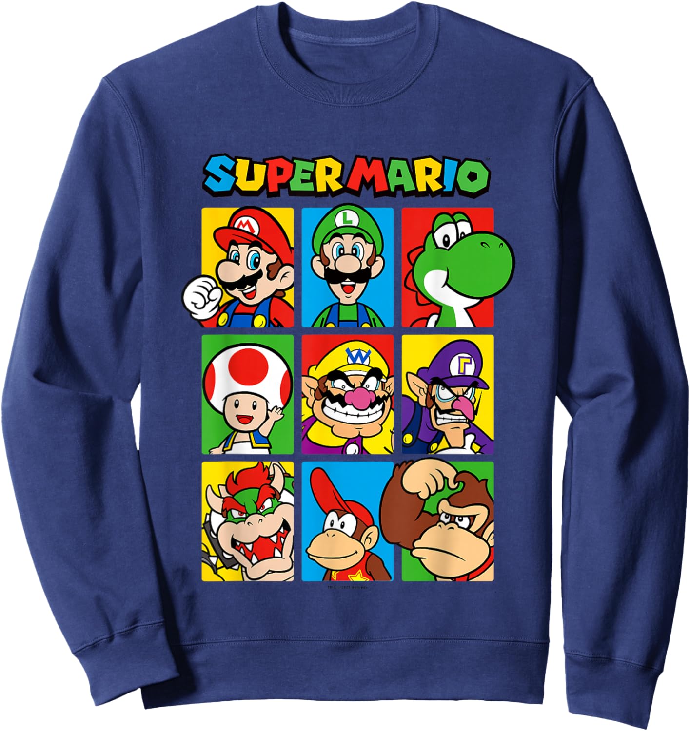 Super Mario Classic Big Character Box Up Portraits Sweatshirt - Sweatshirt | Navy