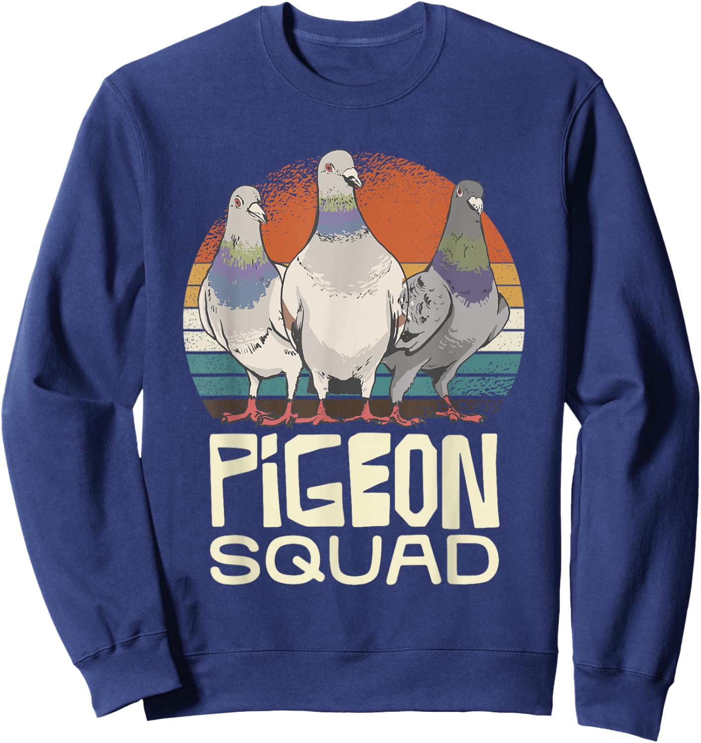 Pigeon Squad Retro Birds Unite Vibes Sweatshirt - Sweatshirt | Navy