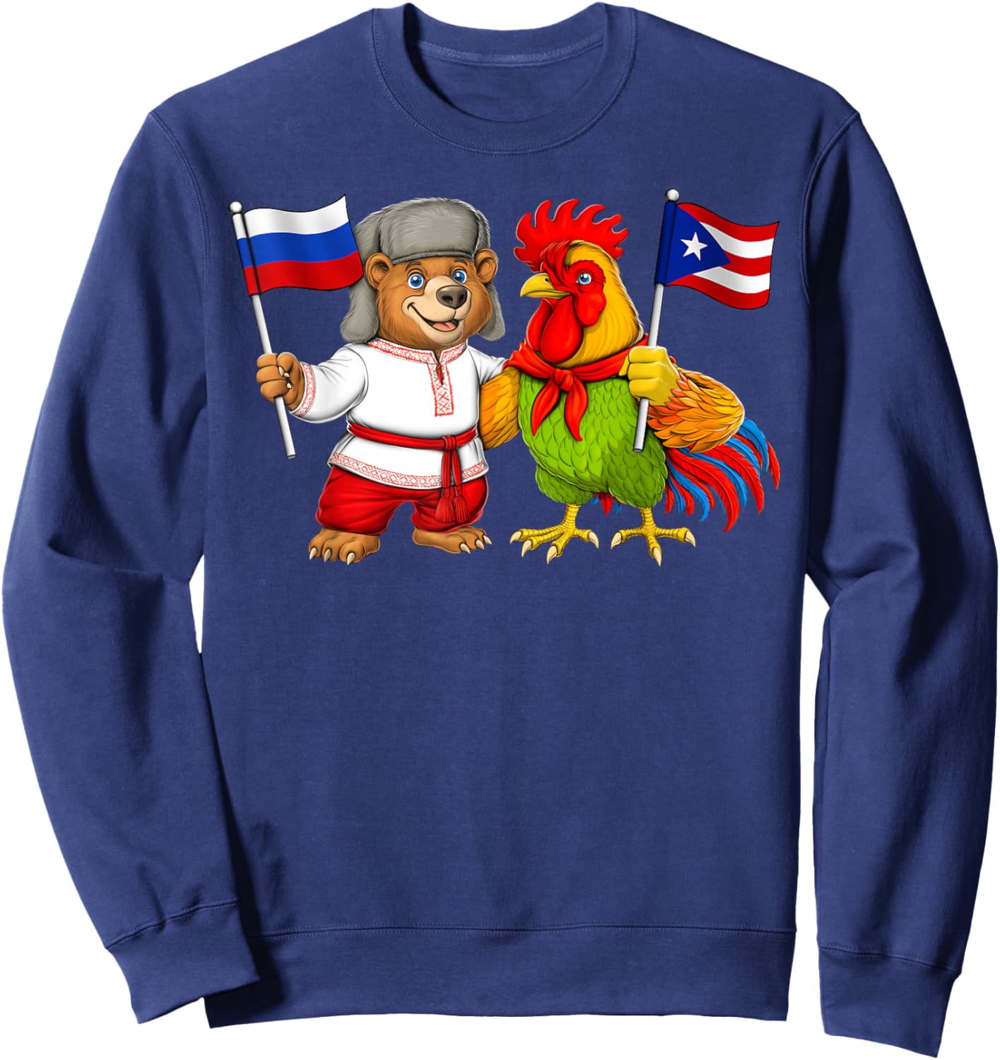 Proud Puerto Rican Russian Roots Russia Puerto Rico Flag Sweatshirt - Sweatshirt | Navy