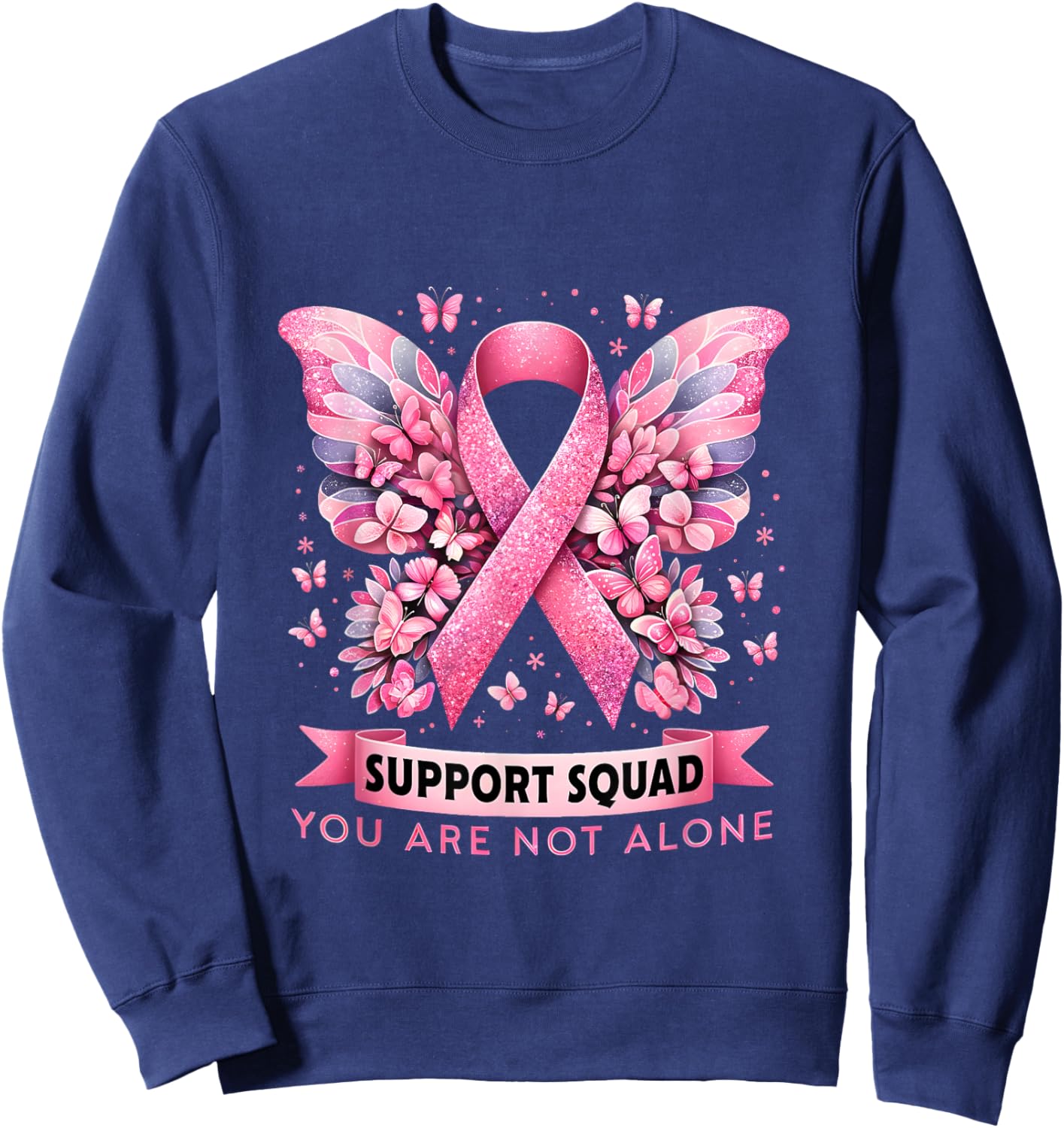Breast Cancer Warrior Breast Cancer Awareness Support Squad Sweatshirt - Sweatshirt | Navy