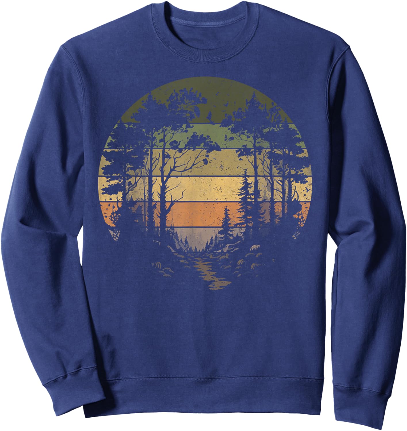 Trees Wildlife Nature Vintage Retro Forest Man Woman Girl Sweatshirt - Sweatshirt | Navy