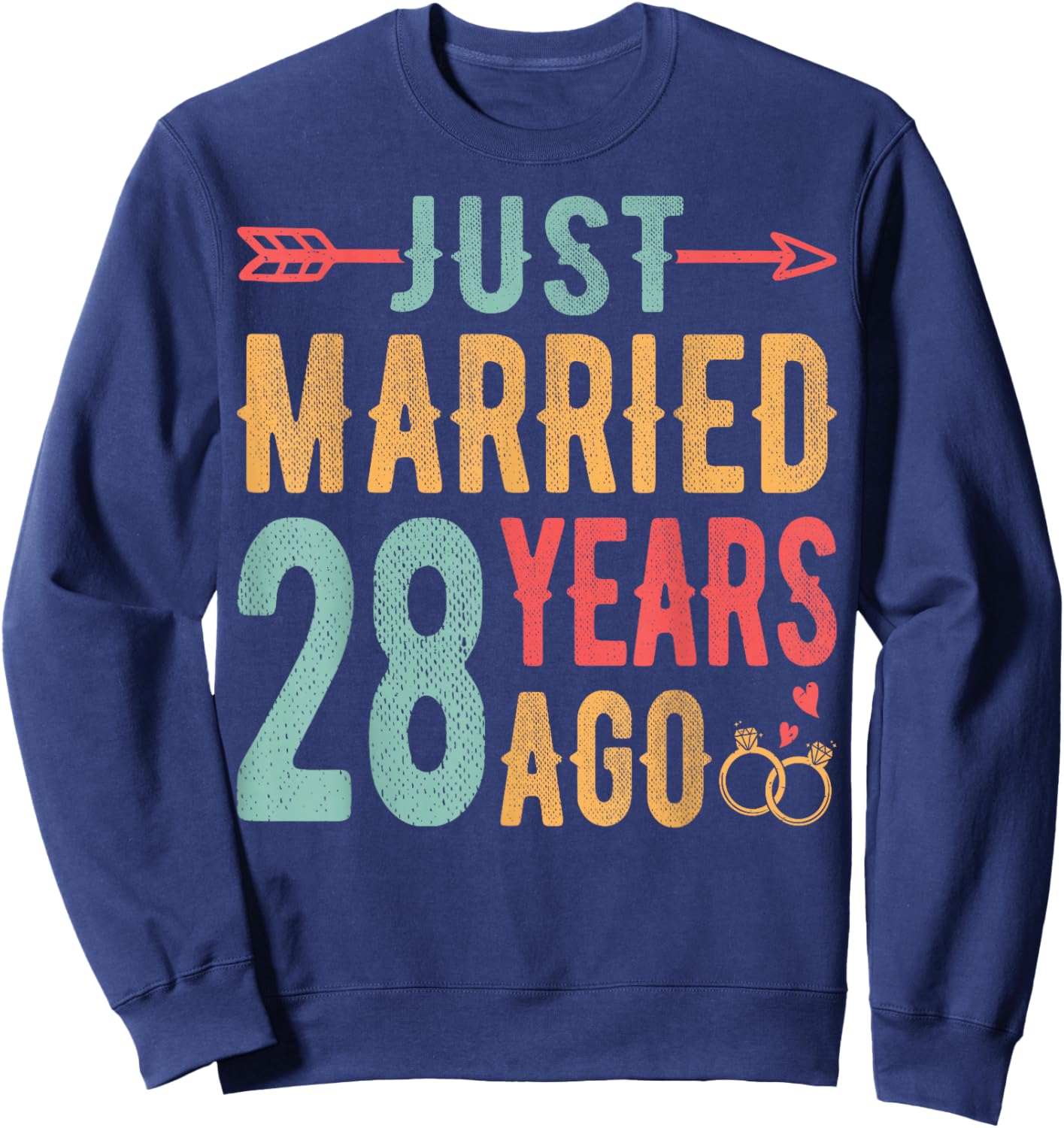 Just Married 28 Years Ago - 28th Wedding Anniversary Couple Sweatshirt - Sweatshirt | Navy