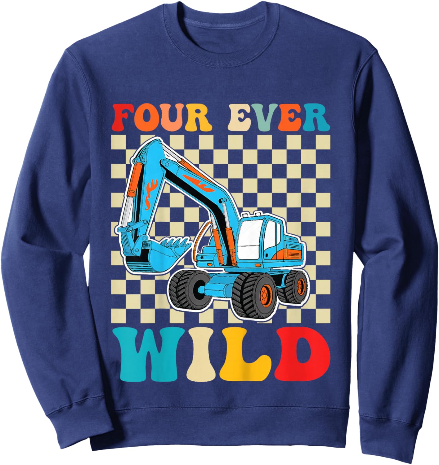 Four 4yr 4th Birthday Construction Boy 4 Years Old Boys Sweatshirt - Sweatshirt | Navy