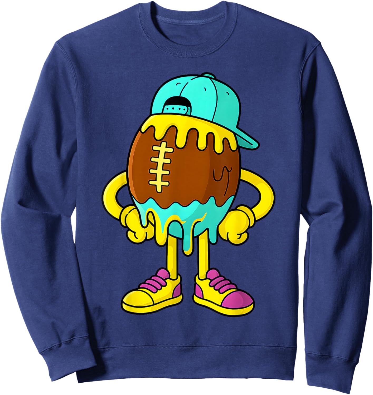 Football Drip Boys Football Ice Cream Drip Character Sweatshirt - Sweatshirt | Navy