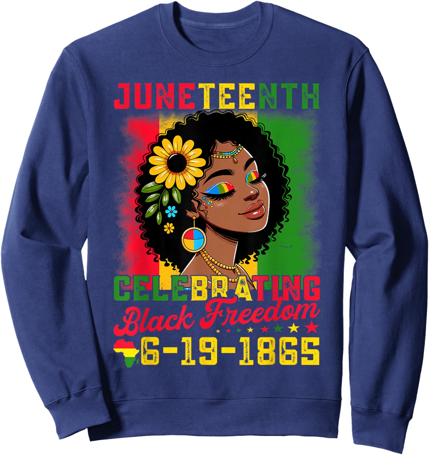 Juneteenth Shirts Women Celebrating Black Freedom Day 1865 Sweatshirt - Sweatshirt | Navy